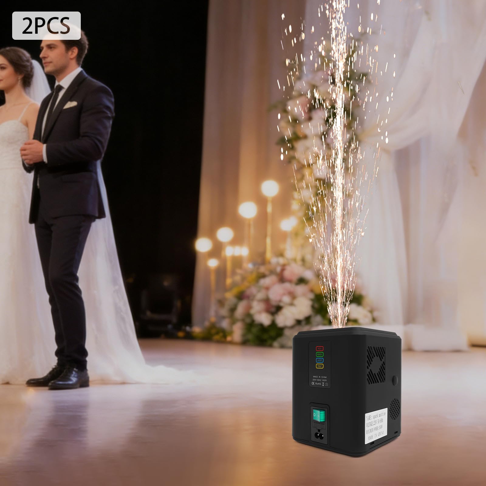 Macchina elettronica pirotecnica da 350 W, mini macchina per scintille a freddo, portatile, con telecomando, effetto palcoscenico verticale, per feste DJ, eventi sportivi