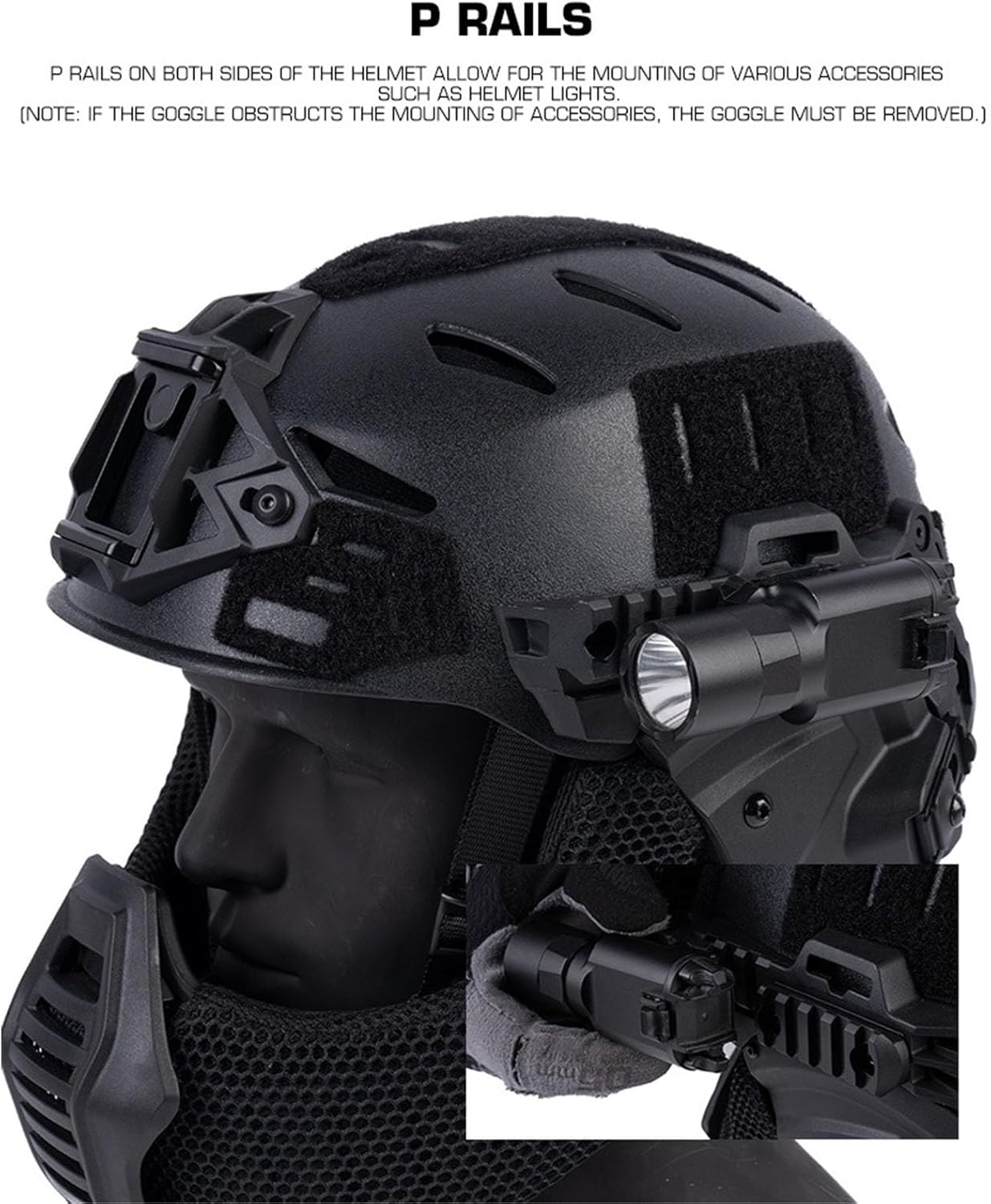 Tactical Full Face Airsoft Helmet with Flip-Up Goggles, Ear Protection and NVG Mount Compatible Bump Helmet for Paintball and Training