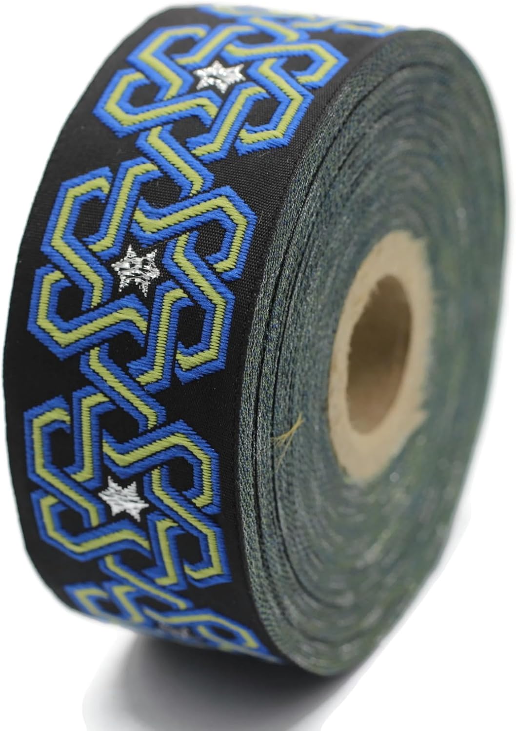 35 mm Stars Motive Blue Jacquard Ribbons (1.37 inches) Fabric Trim, Jacquard Trim, Craft Supplies, Collar Supply, Jacquard Border, 35974