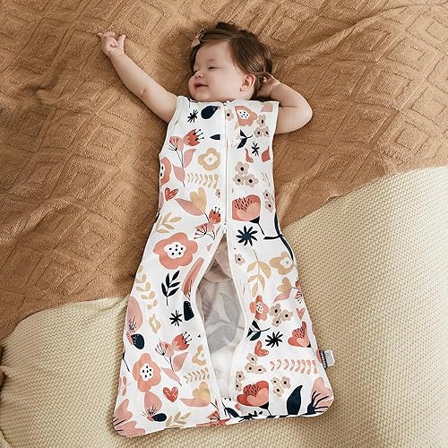 Miniatura 4 de HOUSABY - Manta de algodón para bebé, saco de dormir de algodón para verano, 1 saco de dormir unisex para niños pequeños, 0.5 TOG con cremallera de