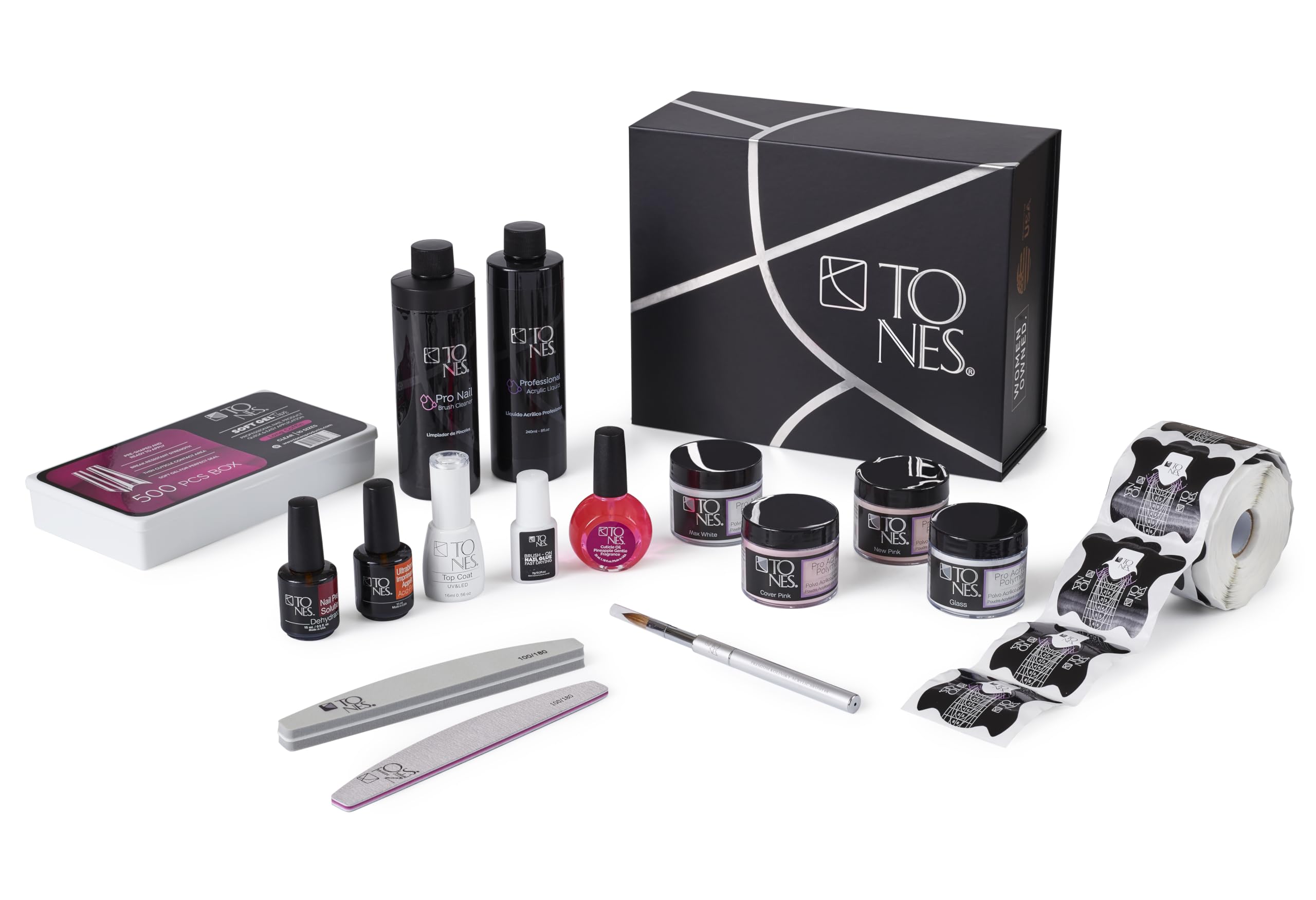 Tones Professional Complete Nail Art Kits Accessories for Home Premium Nail Kit Set Acrylic System with Tools and