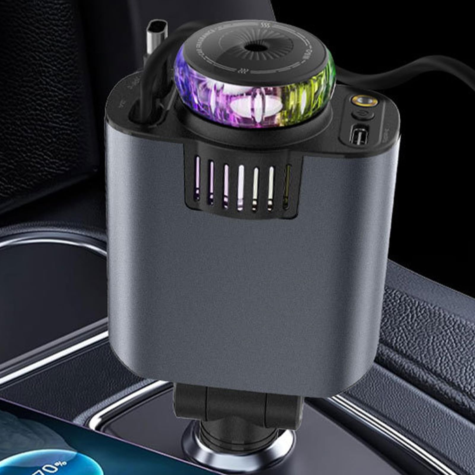 Caricabatteria da auto, 66 W, adattatore di ricarica rapida | cavi retrattili, proiettore multifunzione Star Night, diffusore di profumo integrato, accessorio per auto, viaggi, viaggi su