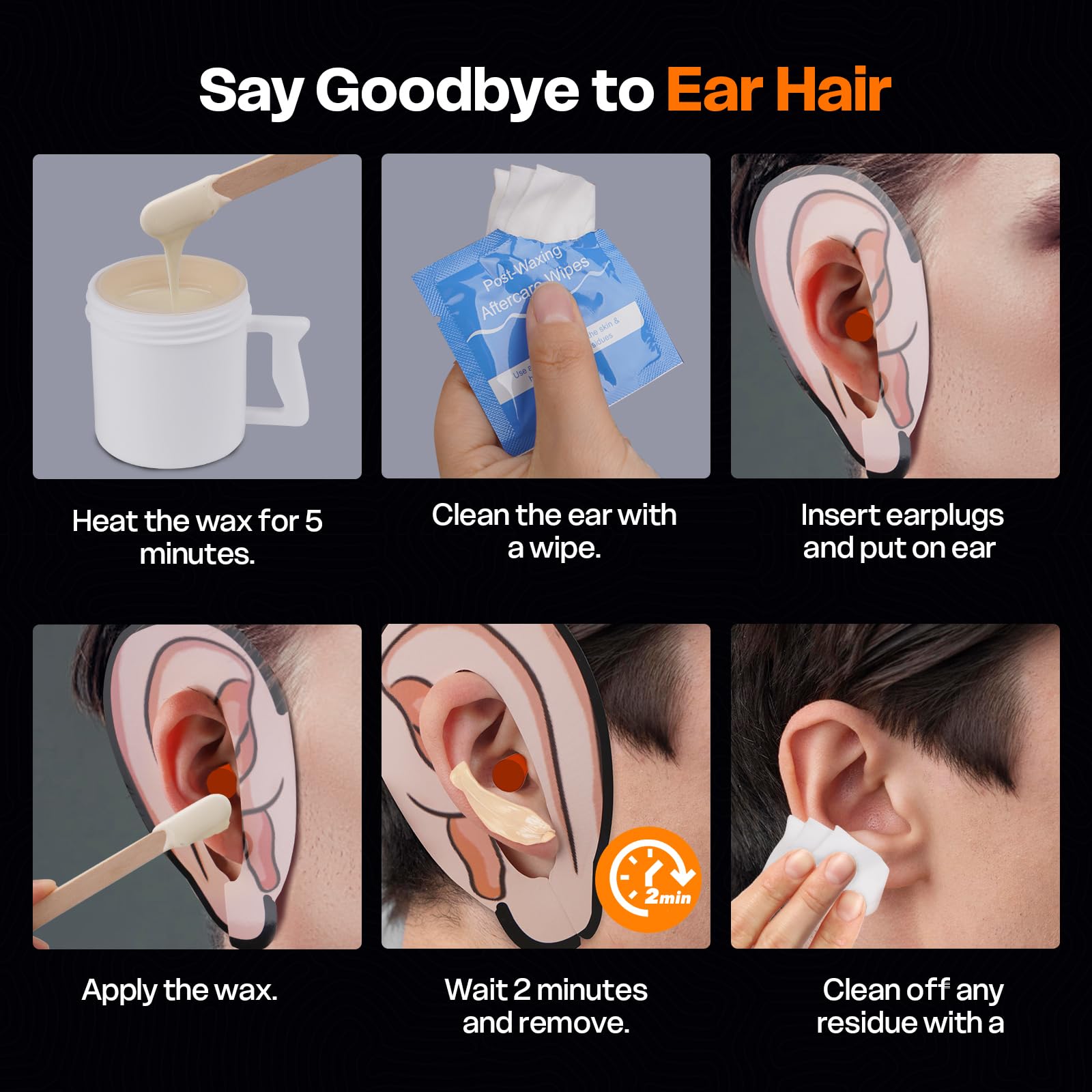 Ear, Nose & Eyebrow Hair Removal Wax Kit with Heating Pot
