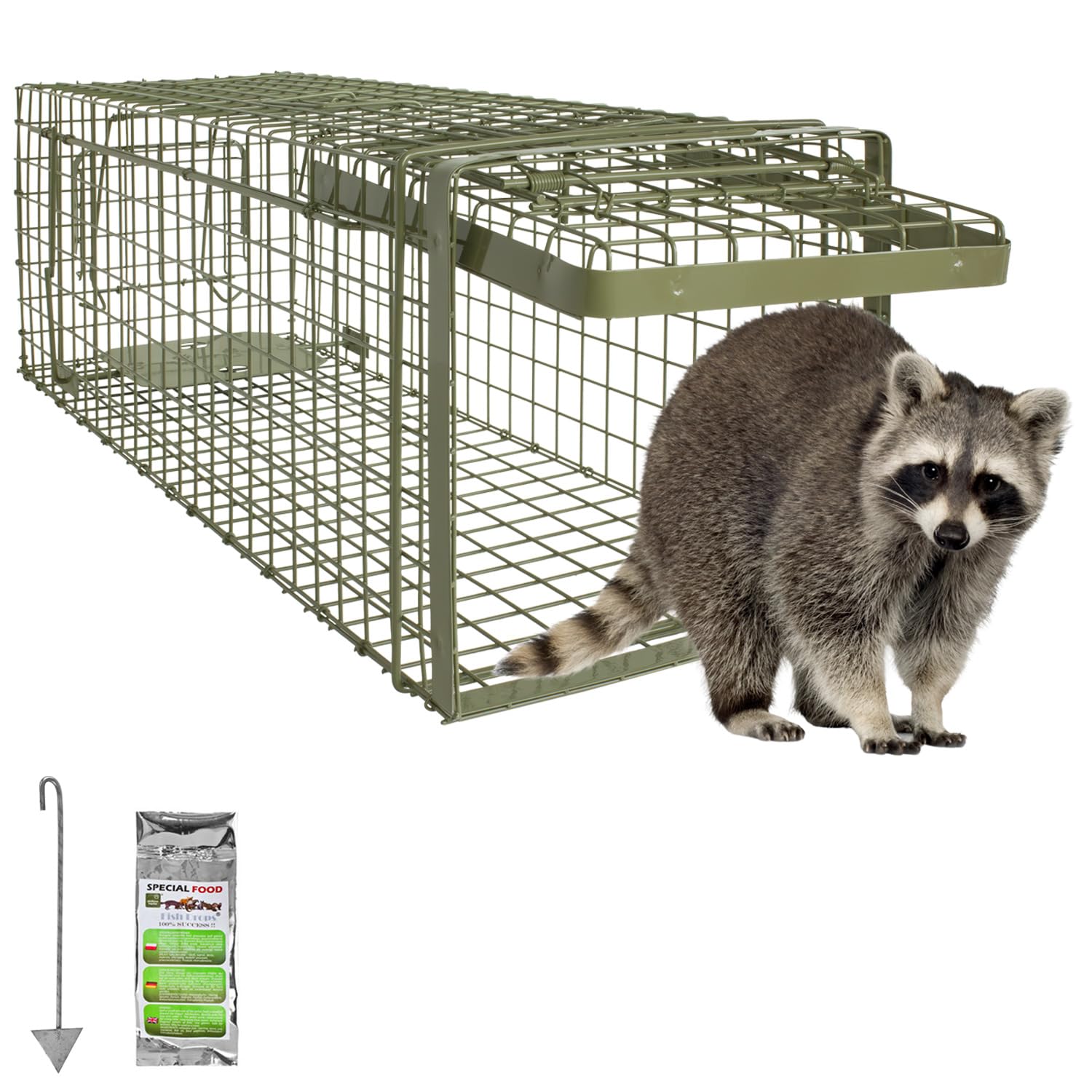 Petigi Lebendfalle Grün Drahtfalle Marder Lebend Wiesel Garten Kaninchen Abwehr Umsiedeln Falle Haus Zubehör Ratte Vertreiben Dachboden Rattenfalle 102 x 34 x 34 cm