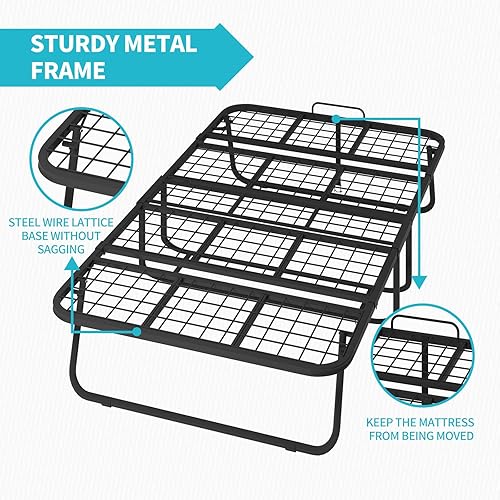 Miniatura 4 de CECER Cama plegable de tamaño individual con colchón de espuma de 5 pulgadas, cama plegable de 75 x 38 pulgadas, cama de invitados que ahorra