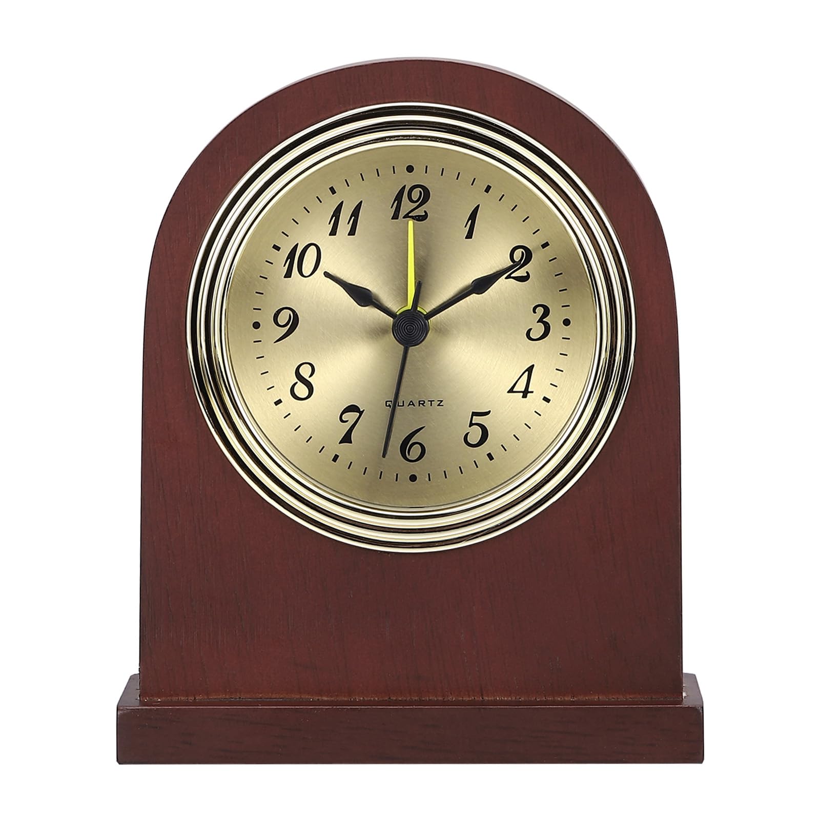 PATIKIL Table Clock, Wooden Grandfather Clock Stand Quartz Movement Battery Operated Living Room Fireplaces Shelf Vintage Decor for Bedside Home Gift, Gold Frame Gold Base