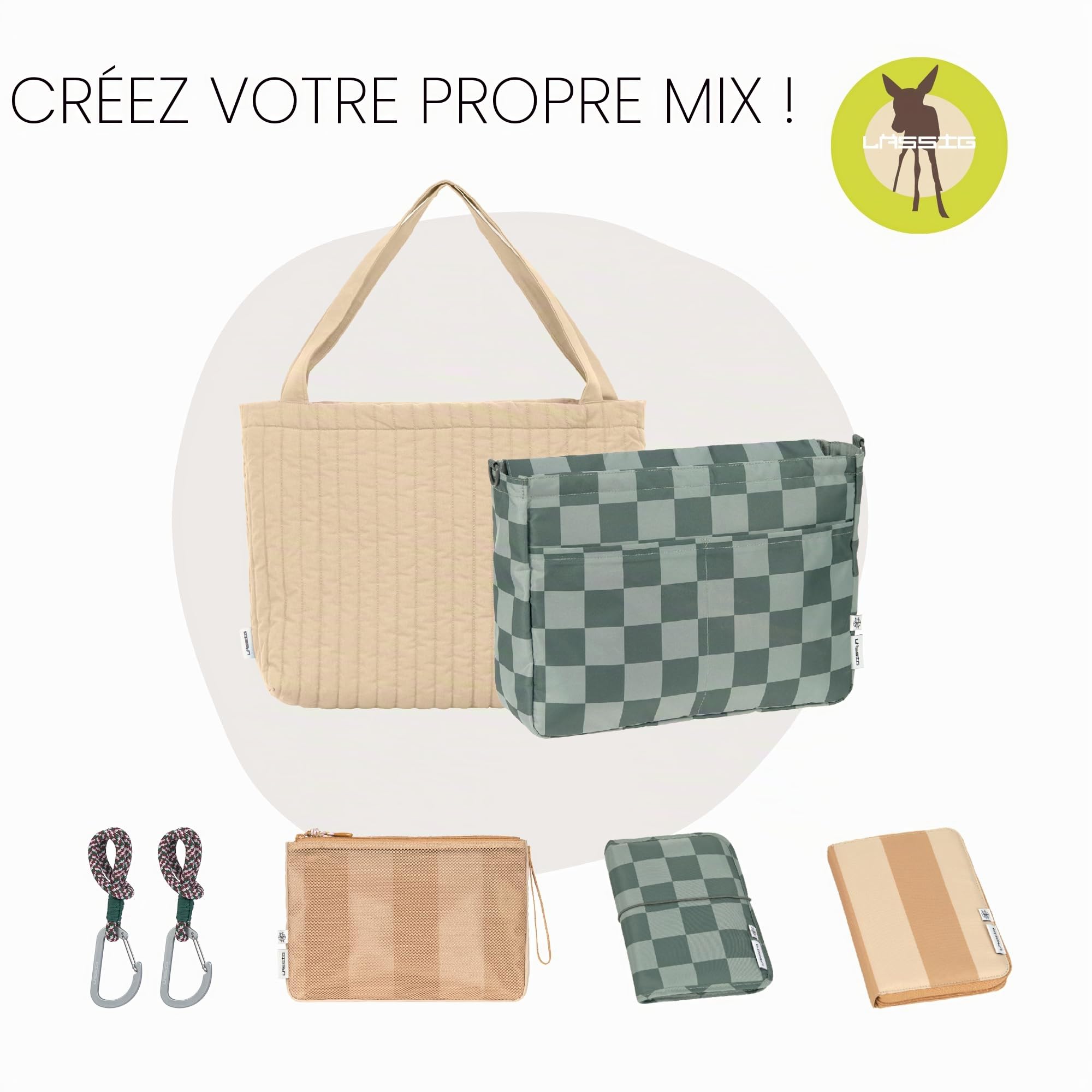LÄSSIG Sac à langer pour bébé avec fixation pour poussette