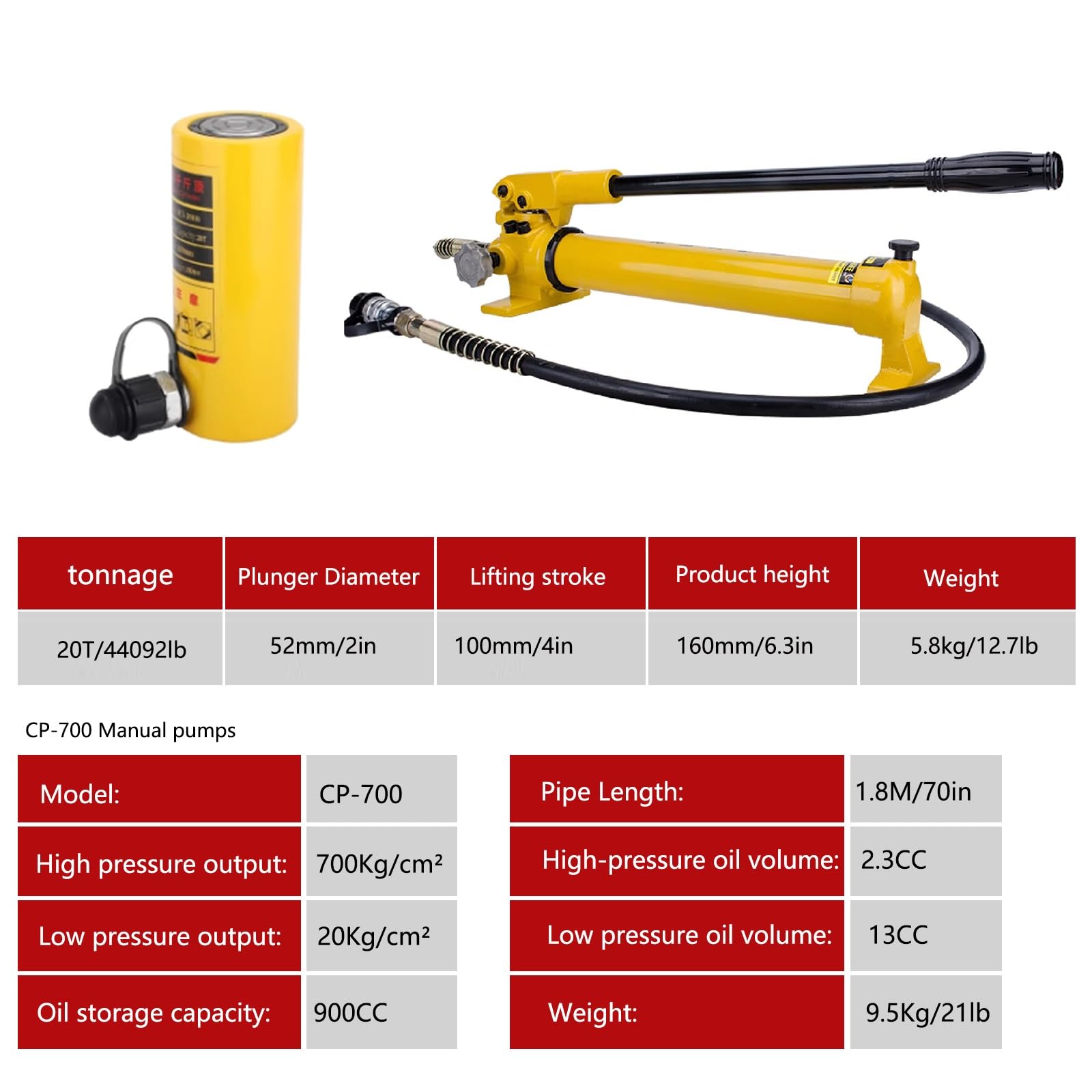 30T Hydraulikzylinder Wagenheber mit Handpumpe, 10.2 cm Hub, automatischer einziehbarer Wagenheber für Bauschiffe Brücken