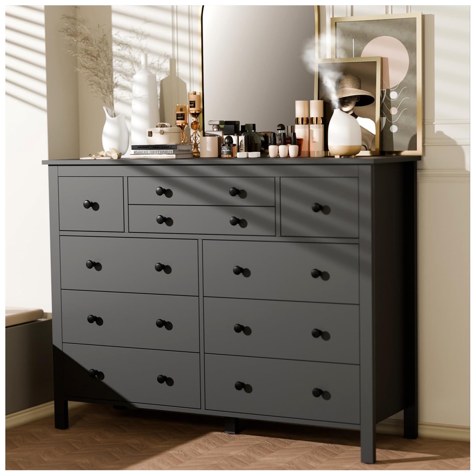 MARGARET - Cassettiera A 3 Cassetti - Credenza Per Camera Da Letto Bianco Opaco Rovere Sonoma H86cm L83cm P44cm