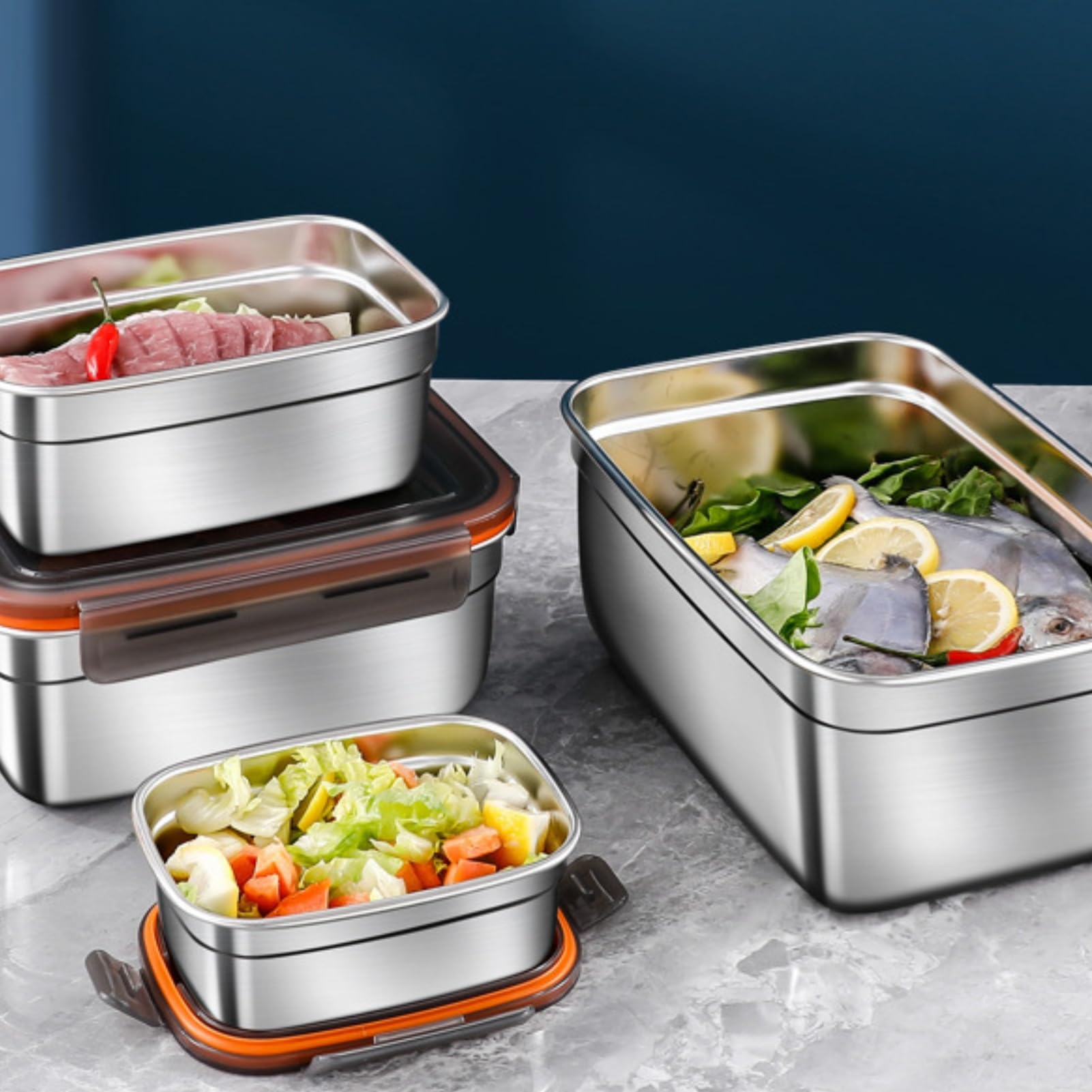 Amazon｜CiCixixi ステンレススチール製食品保存容器 蓋付き 大型 