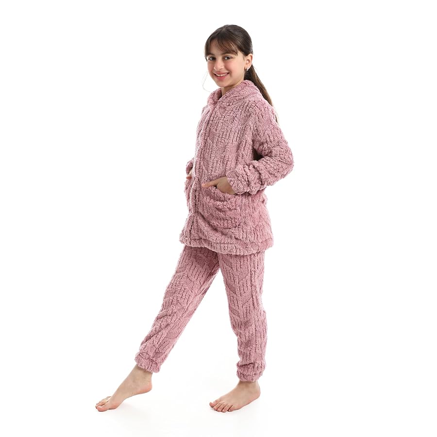 Andora Girls Hooded Neck With Long Sleeve Pajama Set