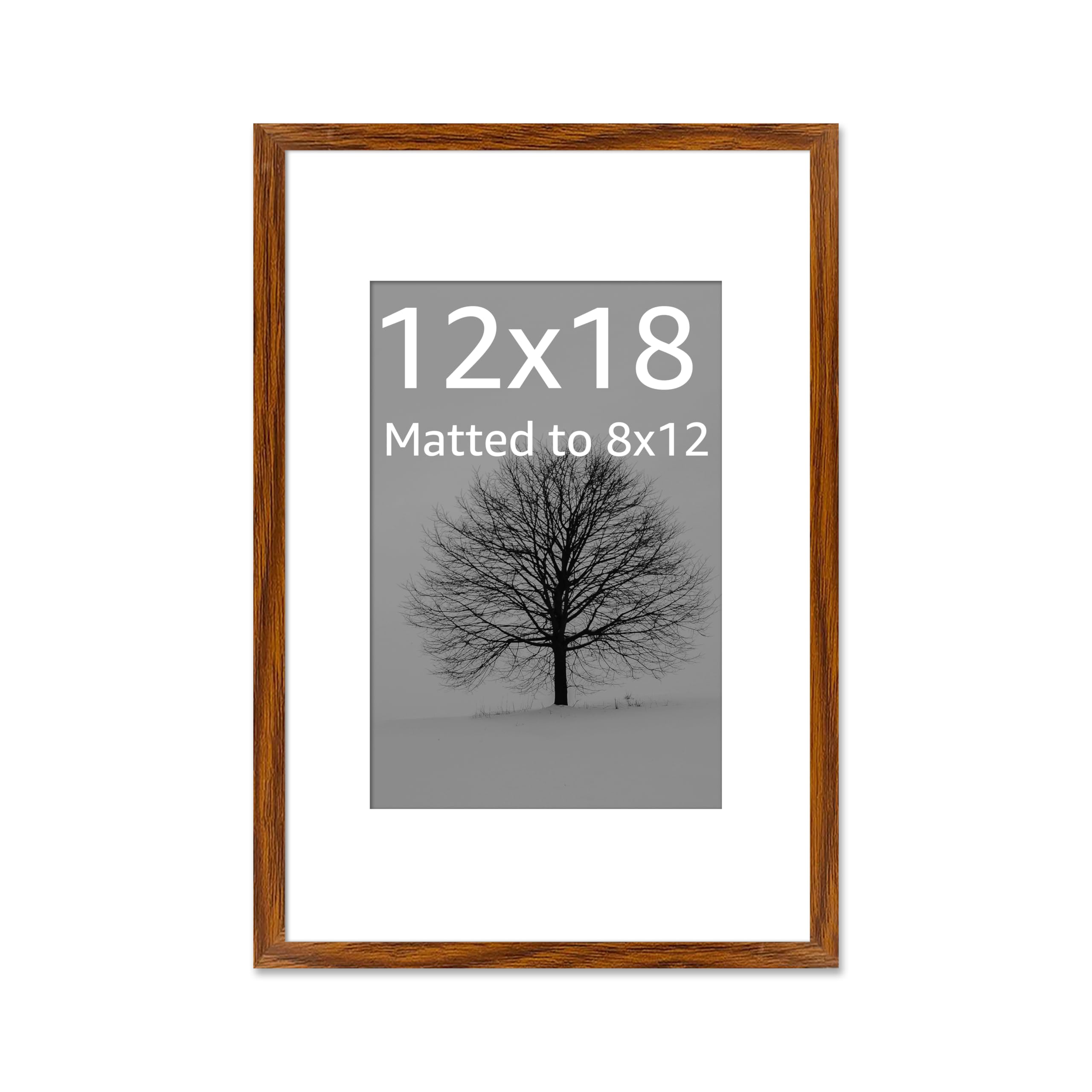 Art Street Synthetic Document Large Size Wall Photo Frame, Set of 1 Big Frames For Wall Artwork, Certificates, Picture & Photographs Home Decor (12x18 Inch, Matted To: 8x12 Inch, Brown)