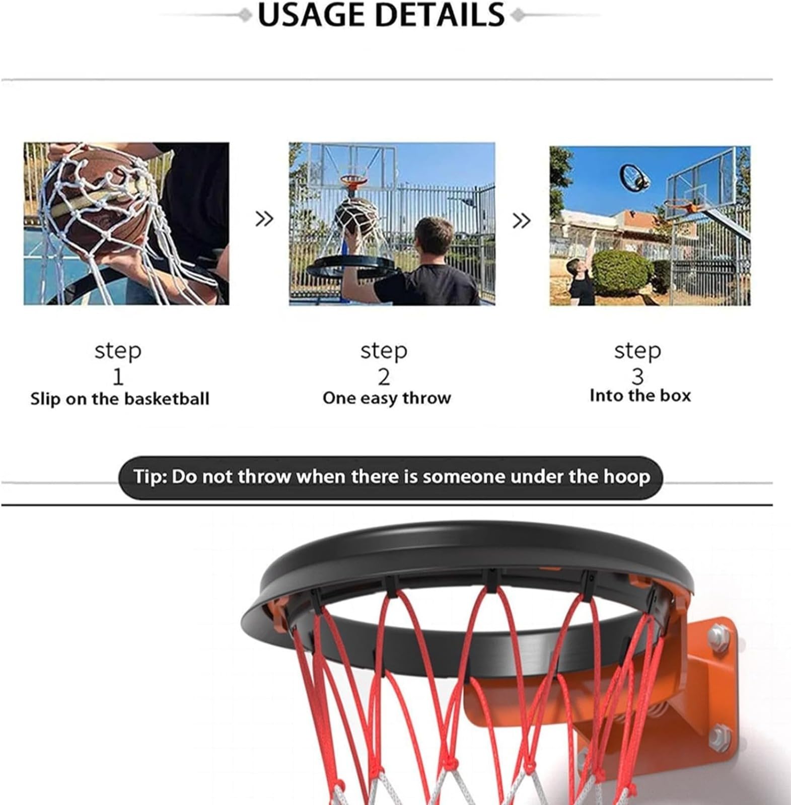 Red de baloncesto portátil de repuesto, red de baloncesto para todo tipo de clima para cilindro de borde de canasta de baloncesto, red de baloncesto universal a prueba de látigo, se adapta a llantas
