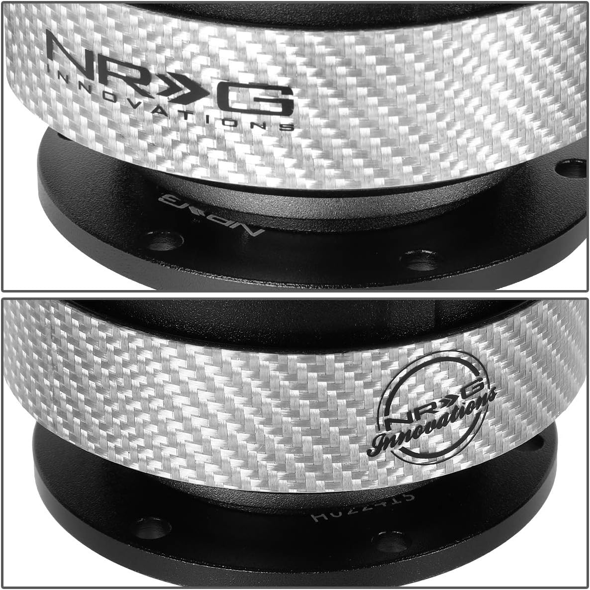 Auto Dynasty NRG Innovations SRK-200BK-SC Steering Wheel Quick Release Adapter Gen 2.0 Black Body/Silver Carbon Fiber Ring