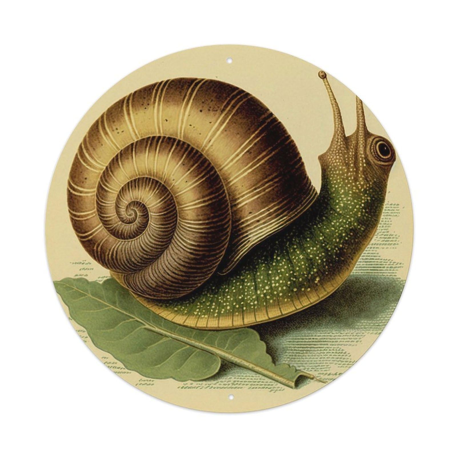Vintage Animal Snail Art Vintage Metal Tin Sign Plaque Wall Decor for Cafe, Club Bar, Office, Garden Metal Poster 8x8Inch