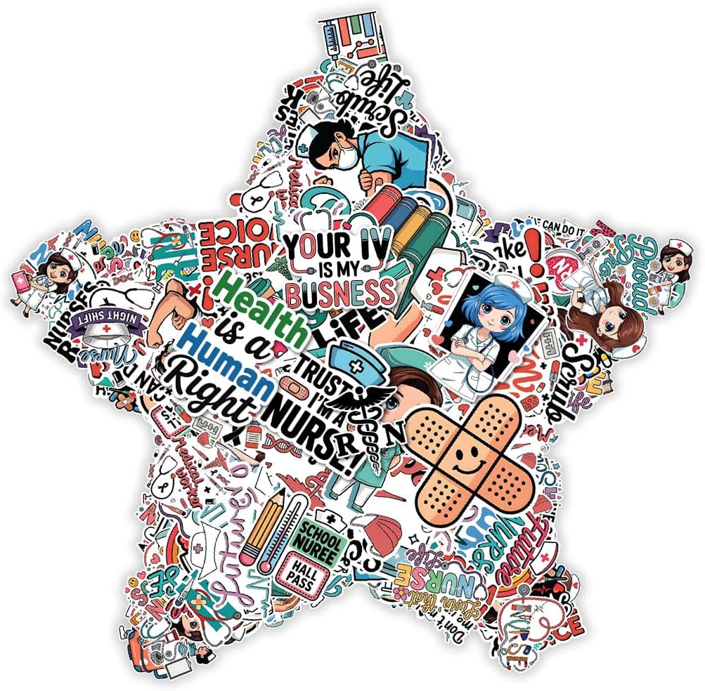 60 Pcs Nurse Stickers, Funny Medical Quotes Vinyl Decals for Laptop, Water Bottle, Notebook, Scrapbook, Clipboard, Gift for Nurses, Nursing Students and Healthcare Workers