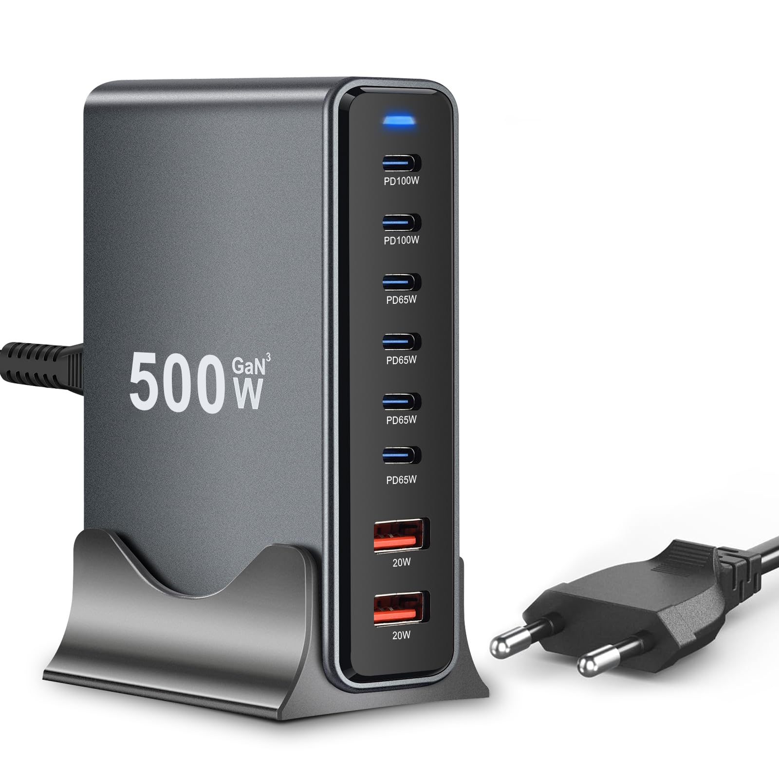 Cargador USB C de 500W con tecnología GaN avanzada para MacBook Pro 8