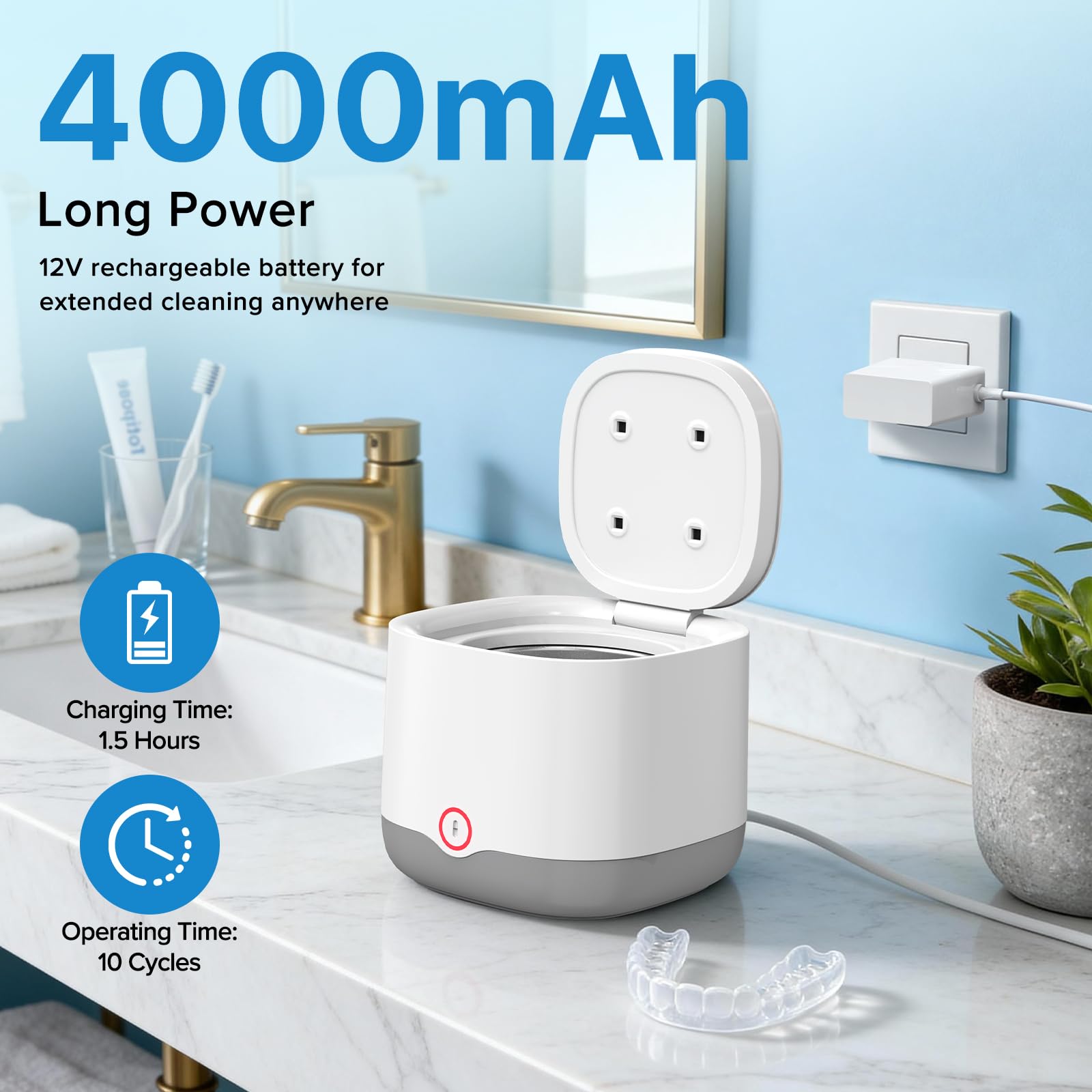 Anysun Nettoyeur Ultrason Ultrasonic Cleaner 45kHz UV-C 200ml 3 Modes Portable Batterie 4000mAh
