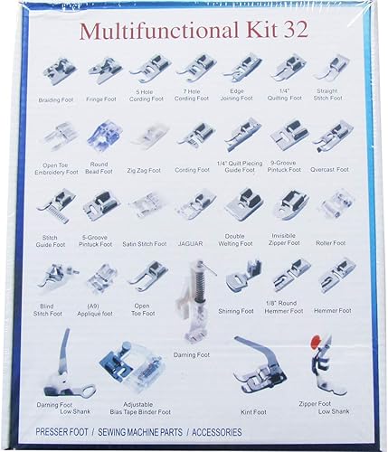 Miniatura 2 de CKPSMS Marca -32 piezas #KP-19018 Juego de prensatelas para máquina de coser doméstica, compatible con/reemplazo para máquinas de coser Brother