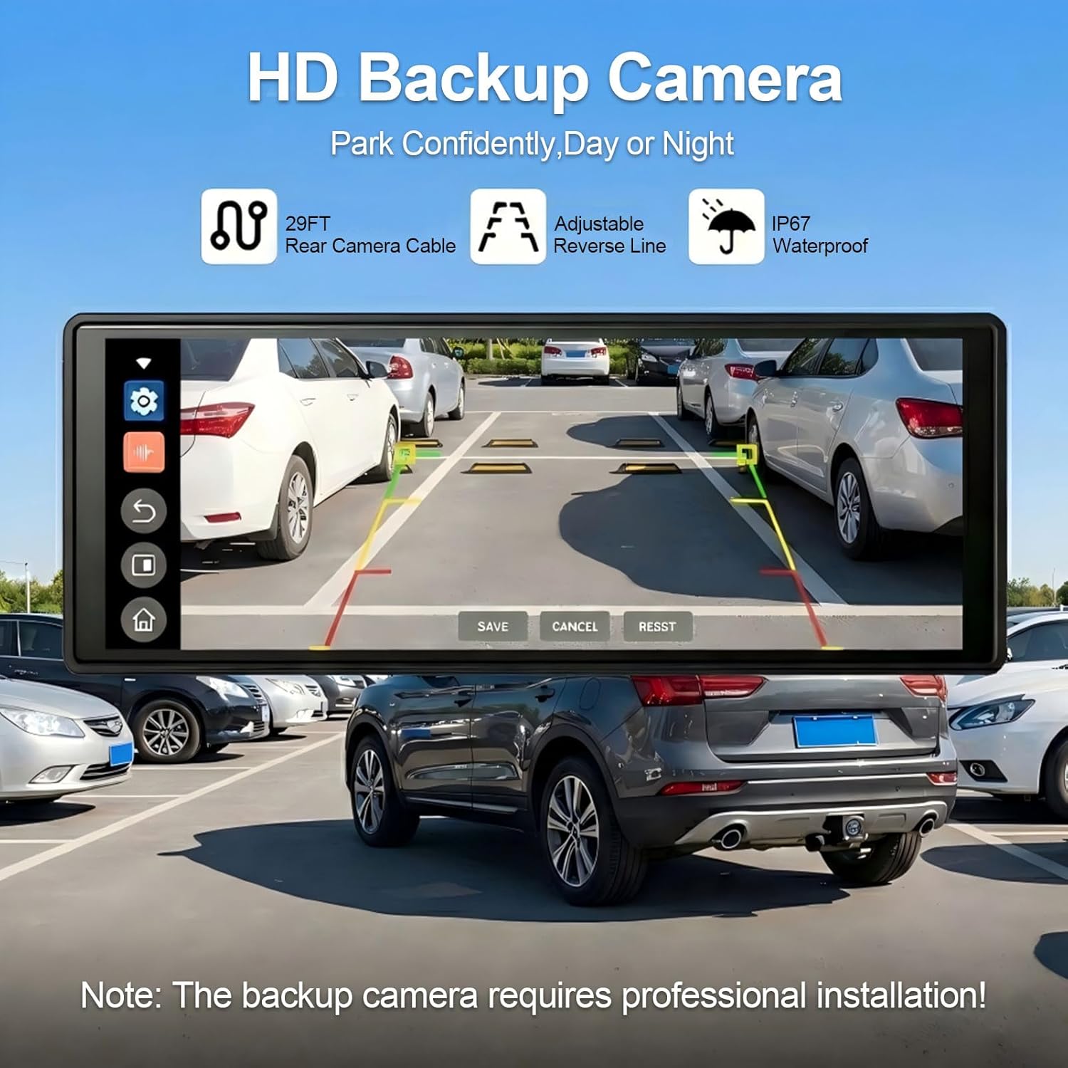 Wireless Carplay Screen for Car,10.26" Portable Apple Carplay and Android auto，4K Dash Cam with Rotatable Lens, 1080P Backup Camera, GPS Navigation, Mirror Link, Siri & Voice Control