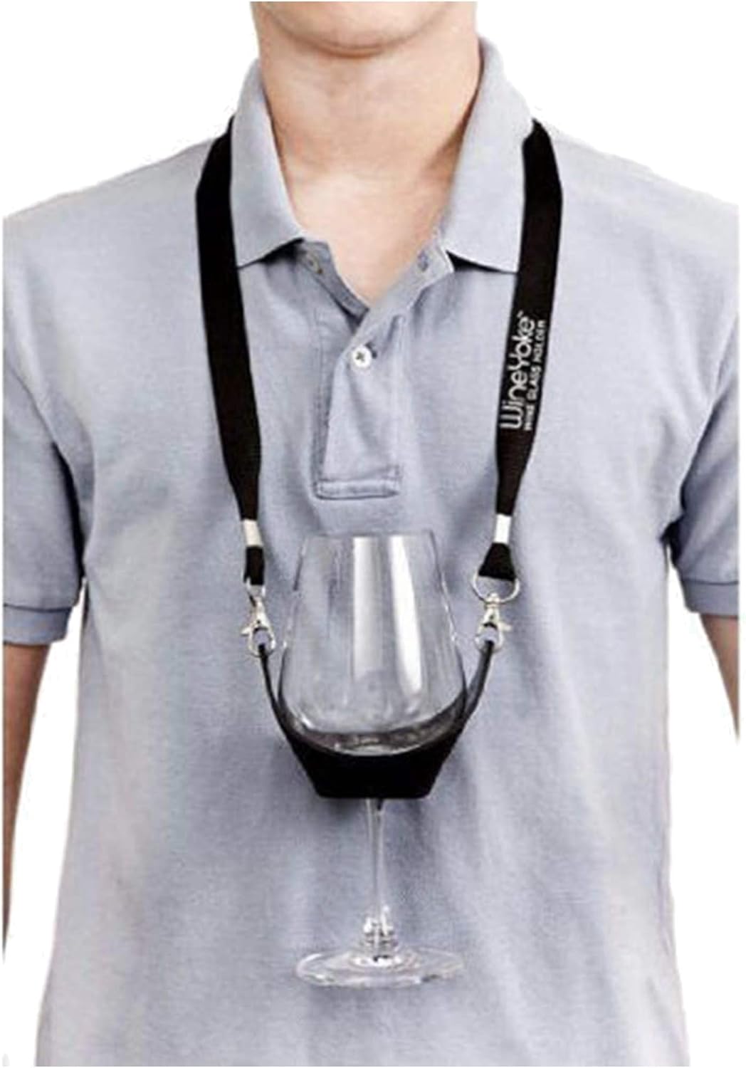 Party Time Hand Free Wine Glass Holder Necklace - Set of 4 (BLACK)
