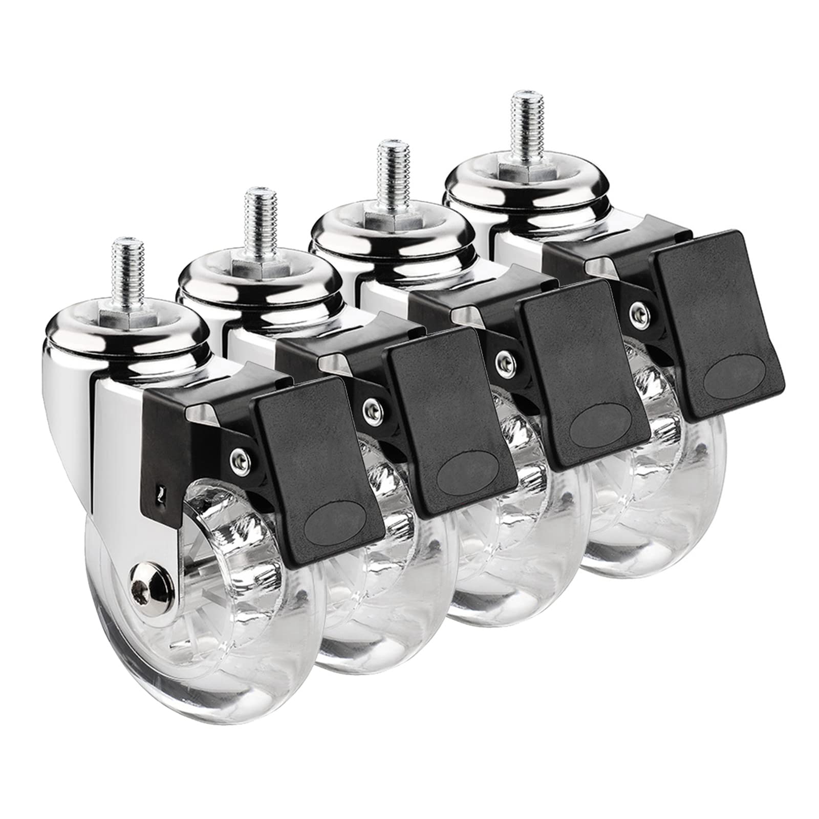 GYRAZXS Heavy Duty Threaded Shaft Swivel Casters M8 M10×15mm 75mm Silent Rubber Wheels for Furniture & Trolleys Load Capacity 40kg Smooth Rolling Design