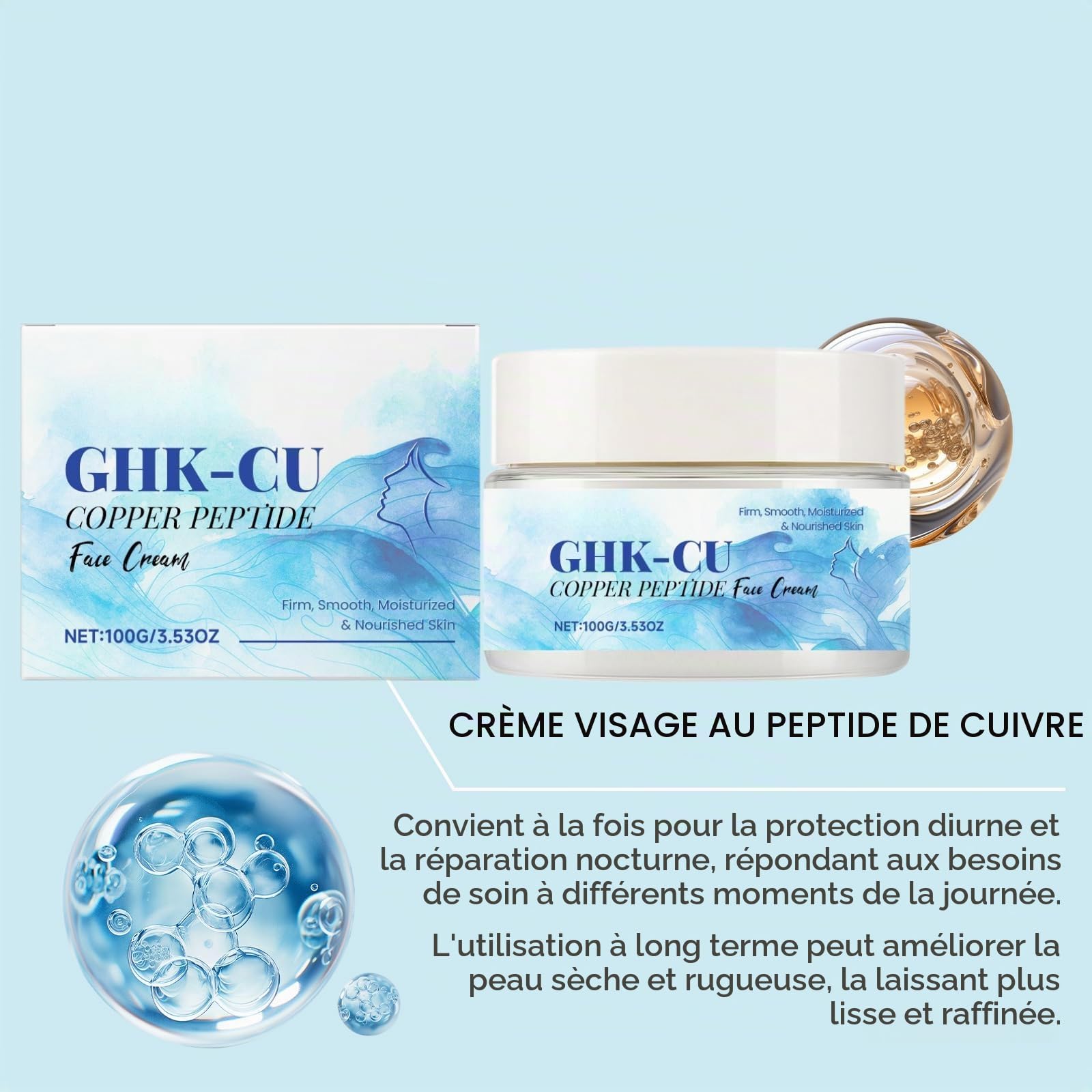GHK-CU Copper Peptides Face Cream, Anti-Aging Firming Moisturizer for Smooth and Hydrated Skin, Revitalized Copper Peptides Cream for Fine Lines and Care Beauty