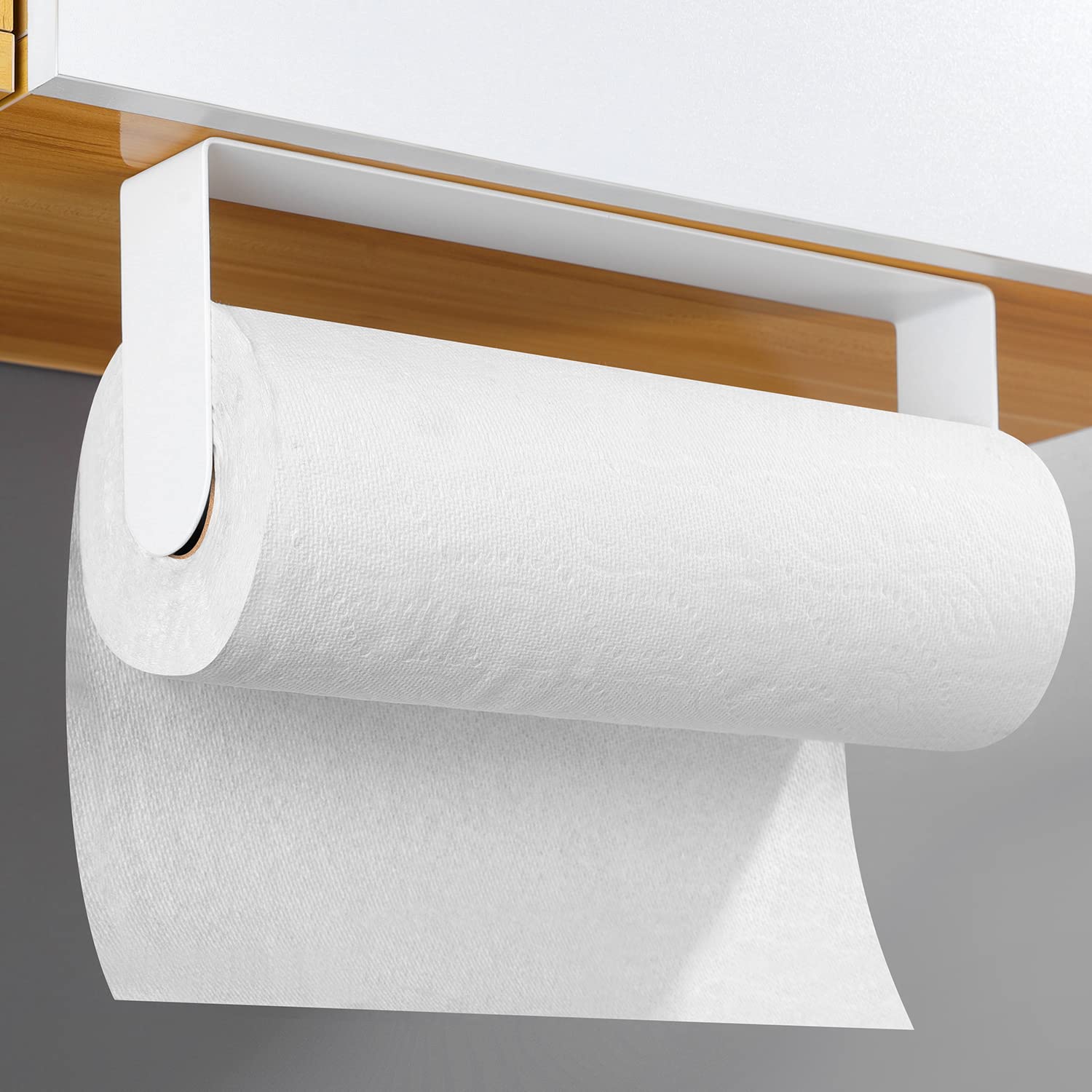 Syzplnwy Stainless Steel Under Cabinet Paper Towel Holder โ Self-Adhesive Wall Mount, Anti-Roll Design, 304 Rustproof Kitchen Organizer