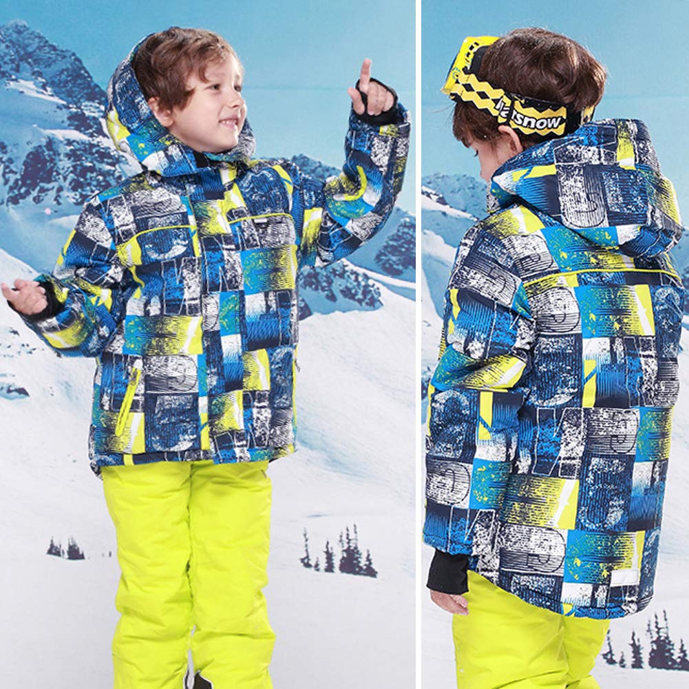 Niños Traje de Esquí 5000mm Chaqueta Impermeable Soft Shell para Nieve Peto de Nieve Conjunto Caliente de 2 Piezas