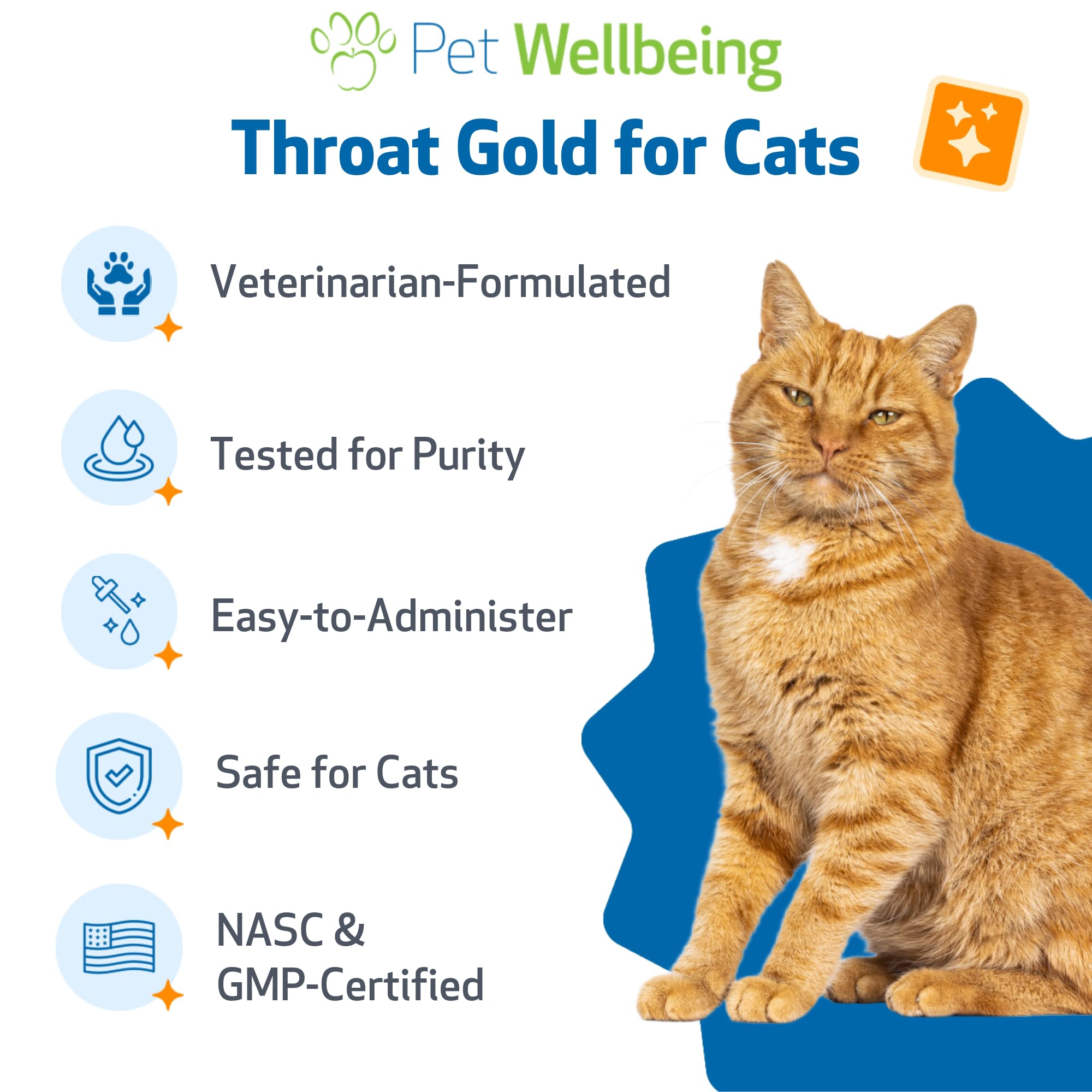 Pet Wellbeing Oro Garganta para Gatos - Natural De La Tos Y La Garganta Chupete para Felinos - 2 Oz (59 Ml)