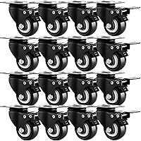 Vista 18 de Juego de 4 ruedas giratorias resistentes de 2 pulgadas de doble bloqueo con freno, ruedas de poliuretano industrial de metal para bancos de trabajo