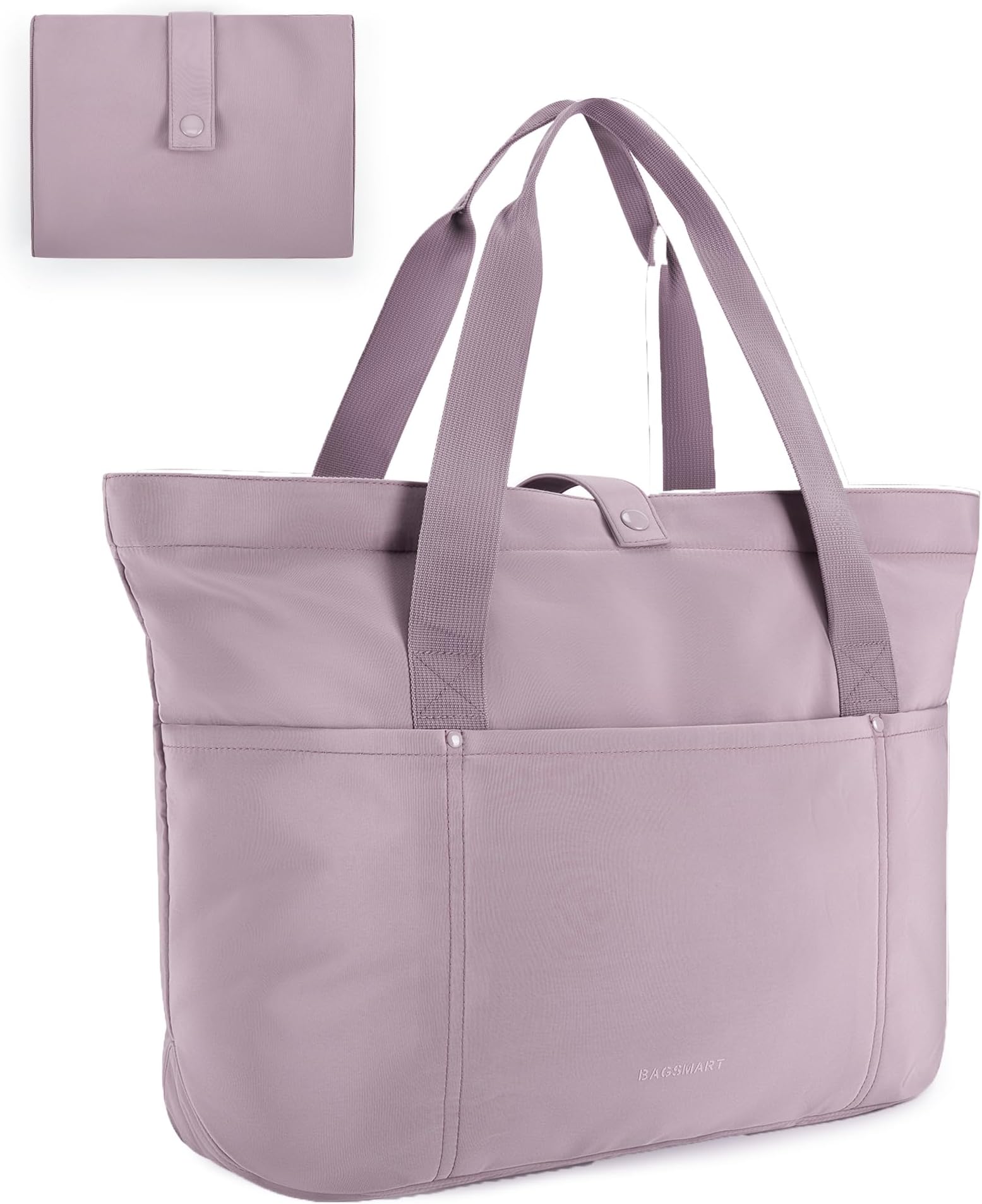Tote Bag for Women, Foldable Tote Bag With Zipper Travel Large Shoulder Bag Handbag for Work, Purple, Large, Travel Tote for Beach, Gym, Daily Use