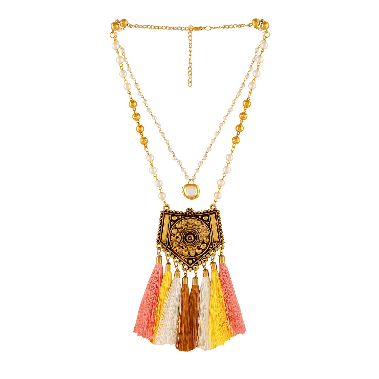 ACCESSHER Gold Plated Traditional Multicolor Chic Layered Tassel