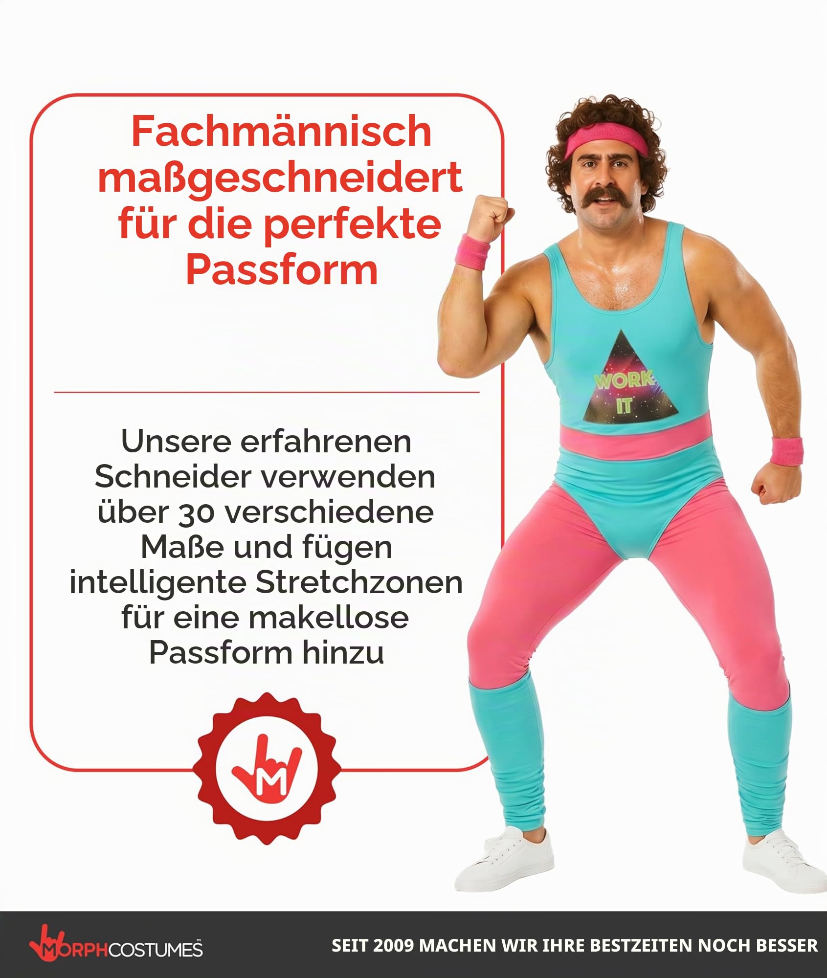 Fun Shack Aerobic Kostüm Herren, Aerobic Outfit 80er Herren, 80er Jahre Outfit Männer, Junggesellenabschied Kostum, Schlagermove Outfit Männer, Karneval & Fasching