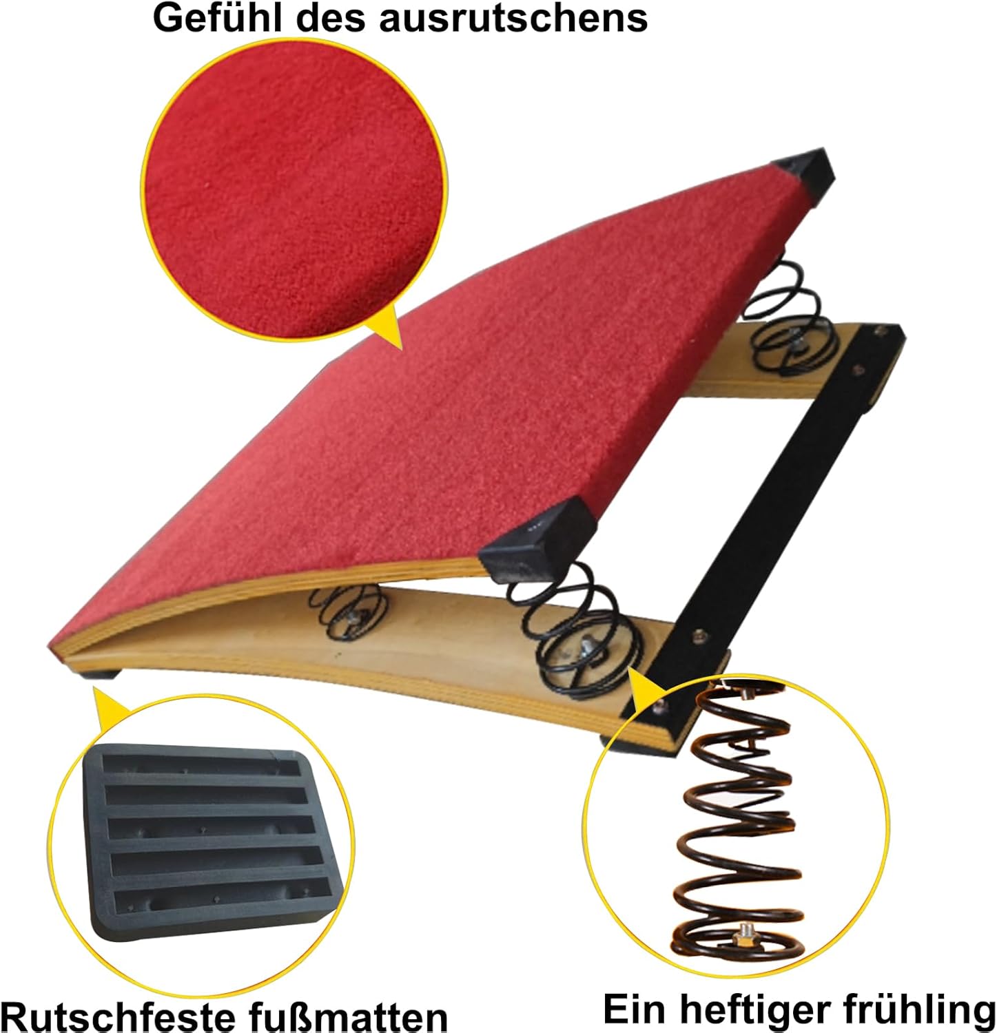 Gymnastics Springboard for Kids Vaulting Training Fitness Playing, Portable Curved Spring Board, Hard Wood Practice Equipment, Elastic Board for Home Room Athletics Training