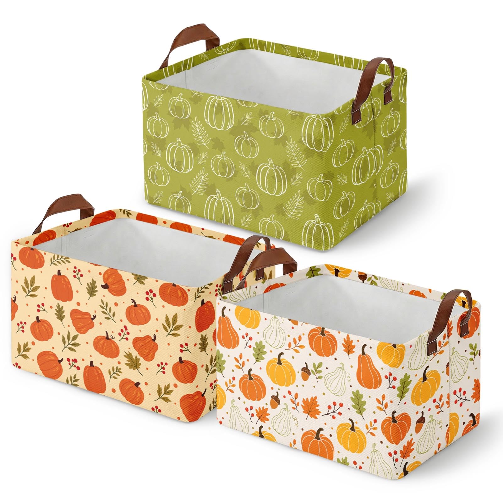 Britimes Fall Harvest Storage Baskets for Gift, Toy Storage Bins Box, 3Pack
