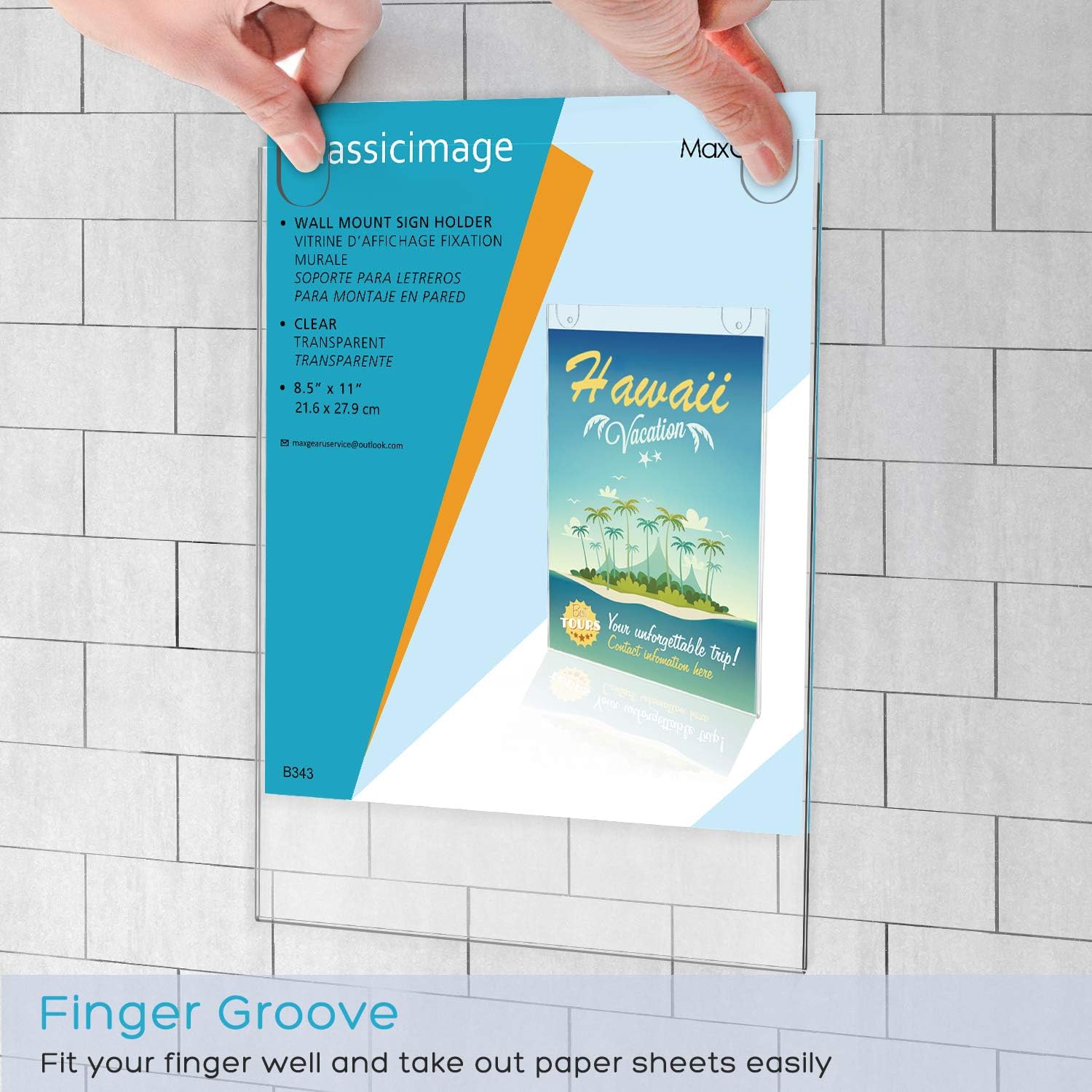 MaxGear Acrylic Sign Holder 8.5 X 11 Wall Mount Sign Holder Clear Plastic Picture Frames Portrait Style with 3M Tape Adhesive and Screws for Office, Home, Store, Restaurant - Vertical, 12 Pack : Office Products