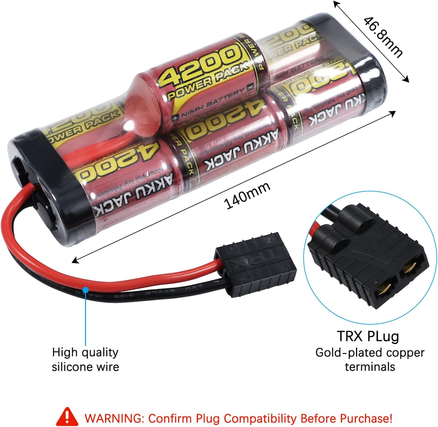 melasta 8.4V 4200mAh Hump NiMH Battery Pack Suitable for Tracxas RC Racing Car Truck Boat Tank RC Hobby, 7-Cell Rechargeable RC Nimh Battery