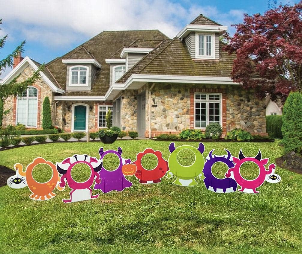 VictoryStore Halloween Yard Signs: Cute Halloween Monsters Photo Prop Cut Out Yard Cards, 19503, With Hframes