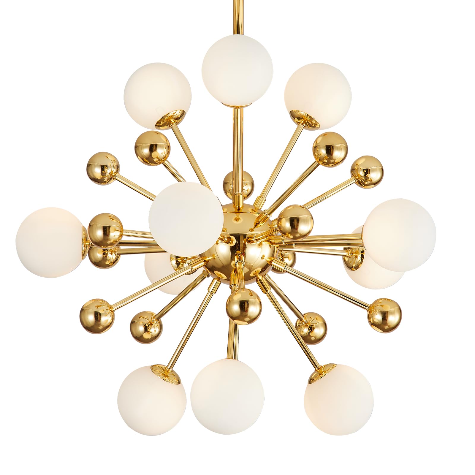 KCO Lighting Sputnik Lámpara de Araña de Iluminación Dorada de Mediados de Siglo Moderna Lámpara Colgante Colgante, Cristal Esmerilado Moderna Lámpara Colgante Sala de Estar Comedor (11 Luces)