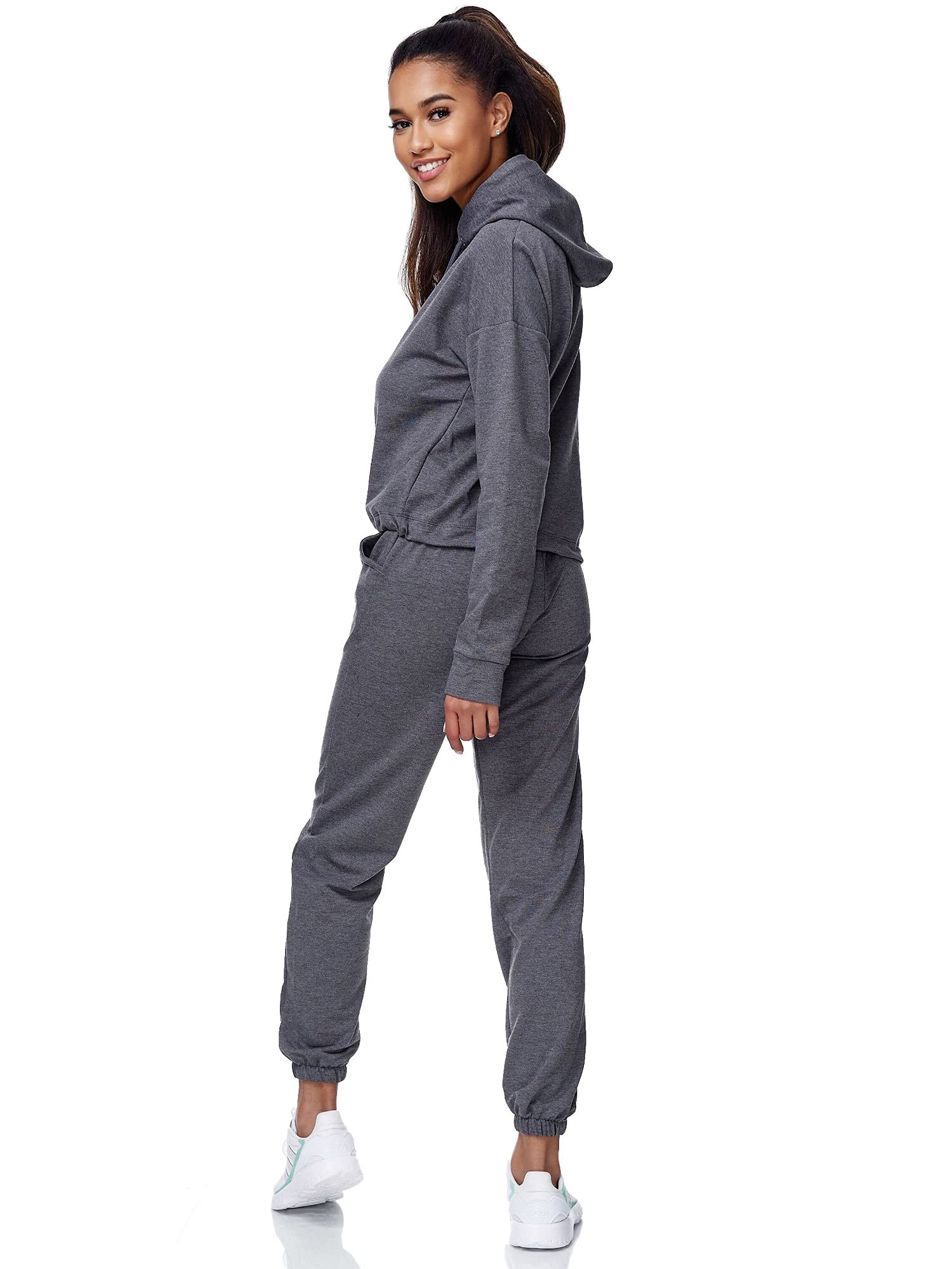 Tazzio Damski dres do joggingu, dres treningowy, sport, czas wolny, bluza z kapturem i spodnie do biegania F200