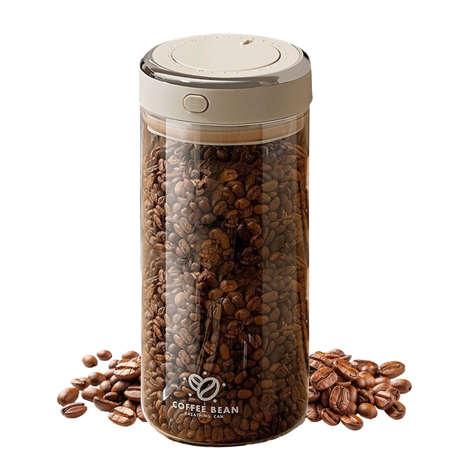 1700 ML Coffee Canister with Premium Glass - Airtight Coffee Container with One-Way CO2 Valve and Freshness Tracker, Kitchen Food Storage Jar,Perfect for Coffee Bean Storage,Tea, Sugar, Flour, Cereal