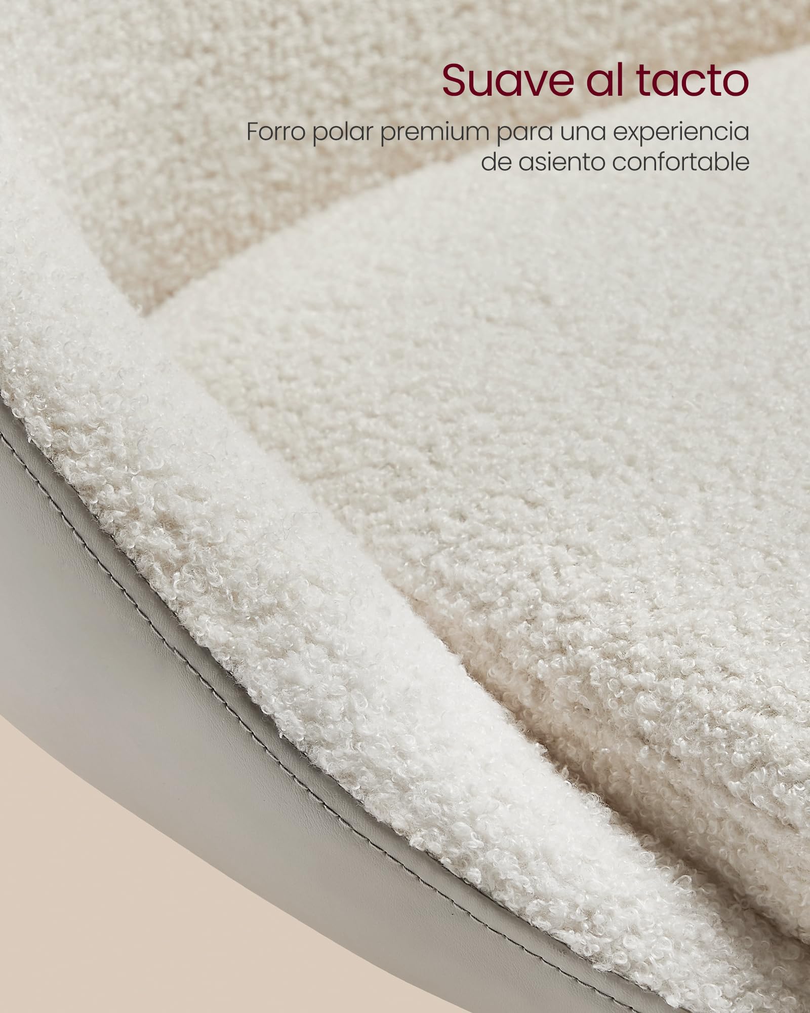 VASAGLE Silla Ajustable, Taburete de Tocador, Silla de Oficina Giratoria, Taburete de Bar con Respaldo y Base, Acero, para Mostrador, Oficina, Tocador, Comedor, Blanco Crema y Gris Plata LJB100W01