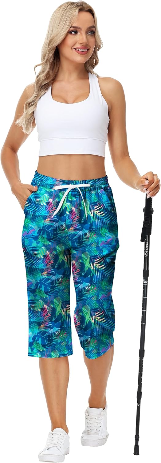 Deerose Women Capris Pants Quick Dry Beach Swimming Pants with Pockets - Image 2