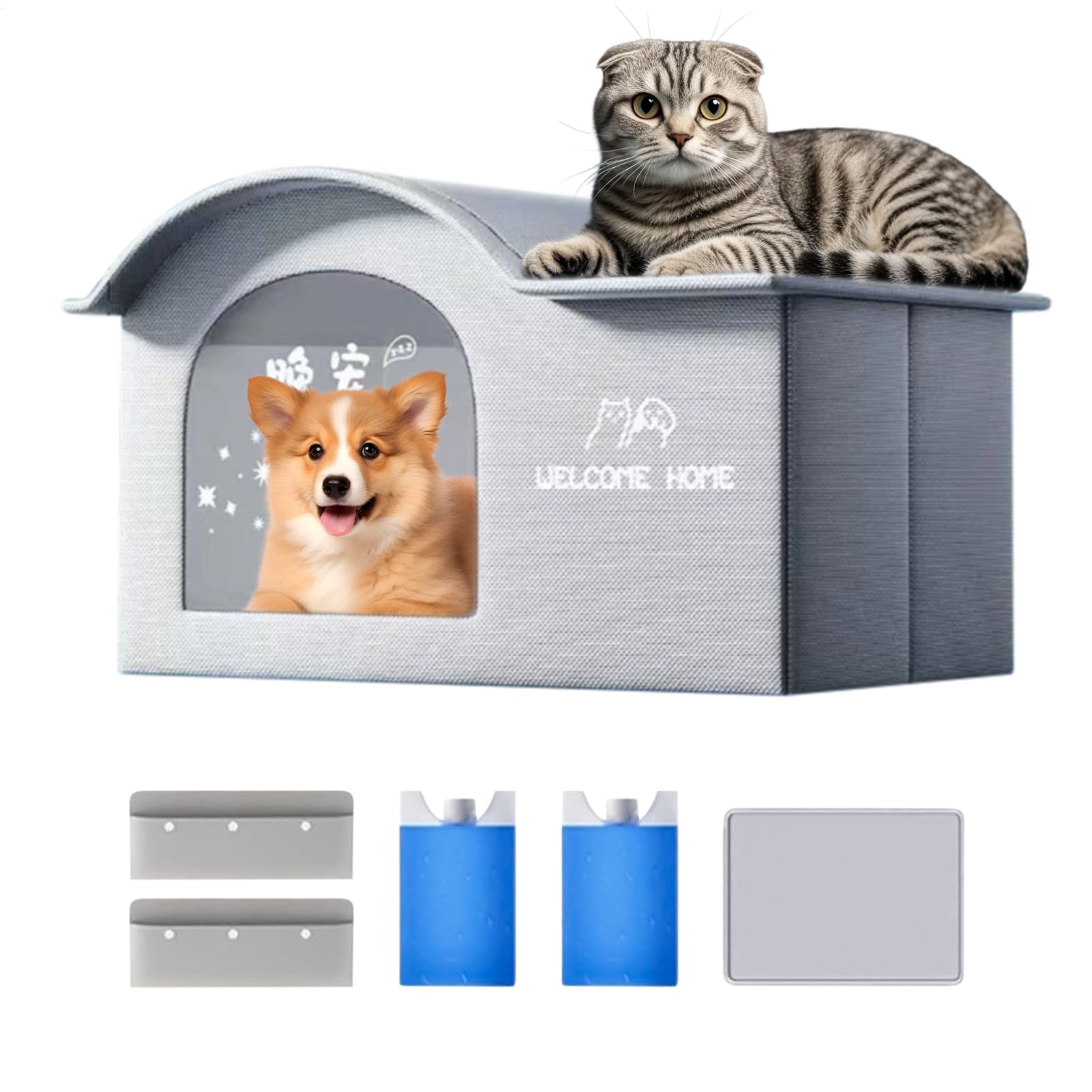 Niche d'extérieur rafraîchissante pour animaux de compagnie et chat avec glace