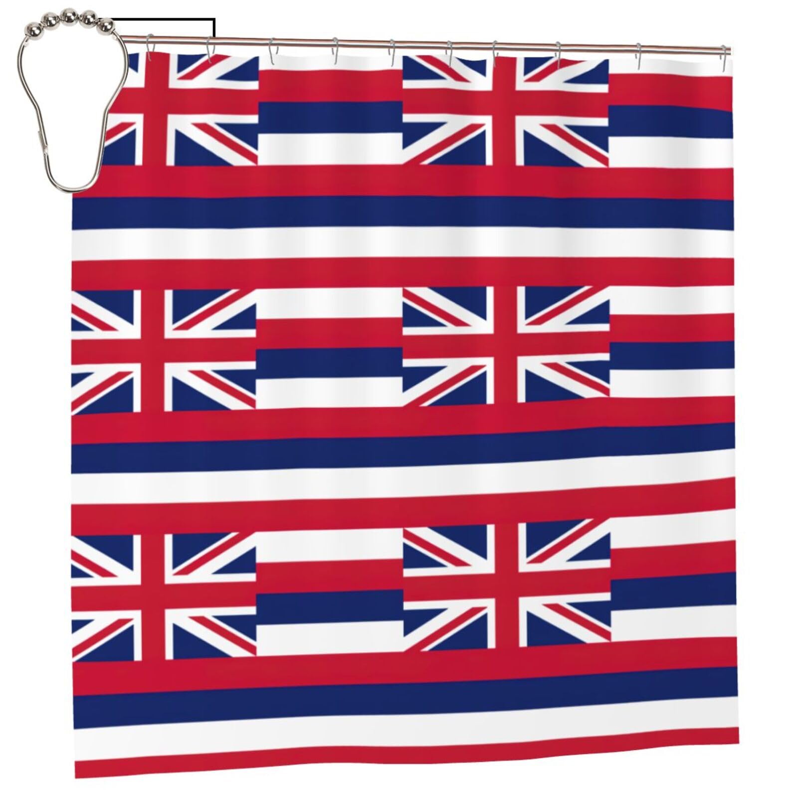Rideau de douche polyester imperméable EdWal 185 cm drapeau hawaïen