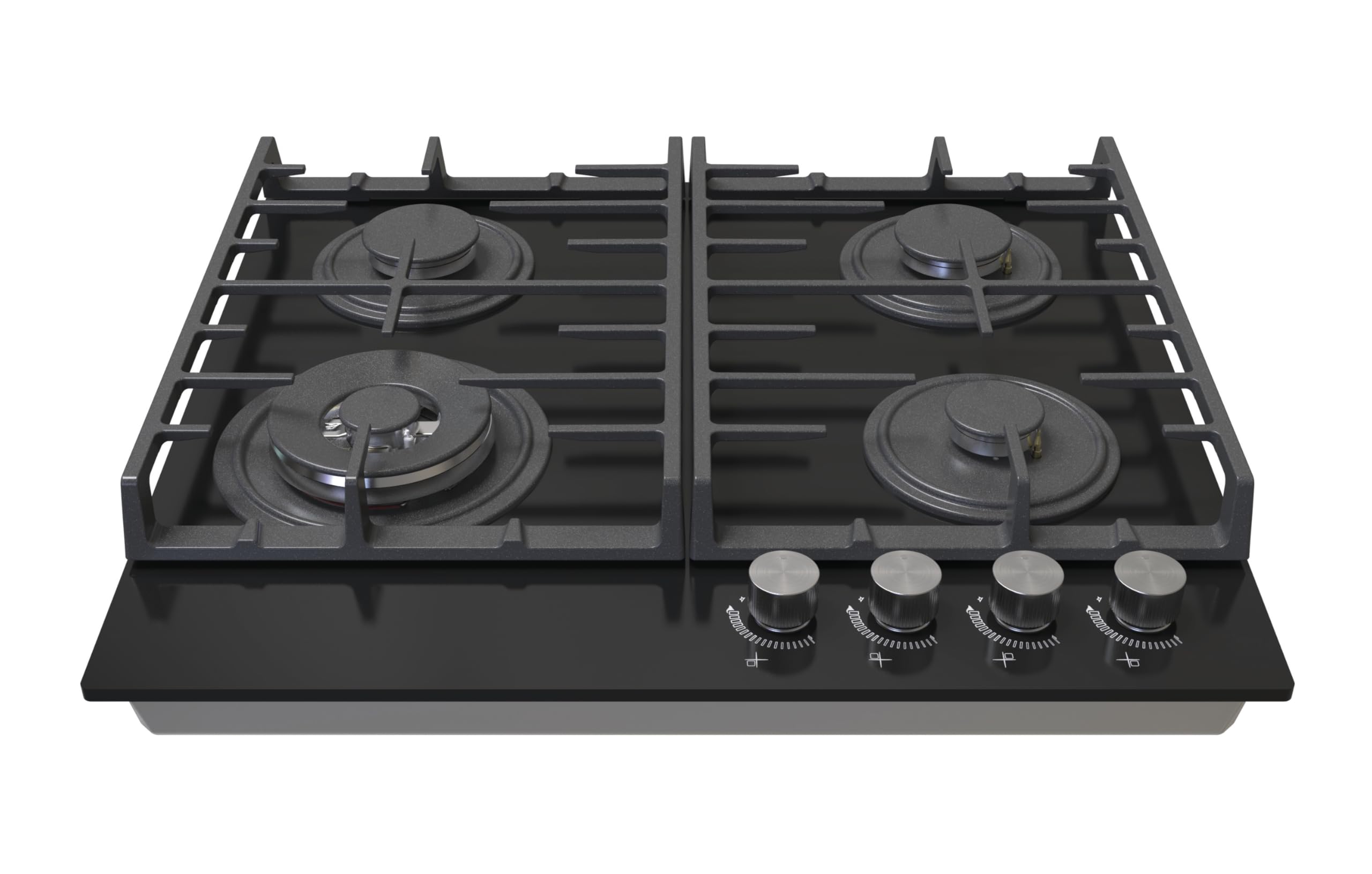 Edesa Placa de Gas Butano EGG-6041 TITRCIB, 4 Quemadores, 2 Parrillas Hierro, 1 Quemador Triple Corona (4Kw), Mandos Frontales, Encendido Electrónico, Sistema Seguridad, 8,5kw, Color Negro