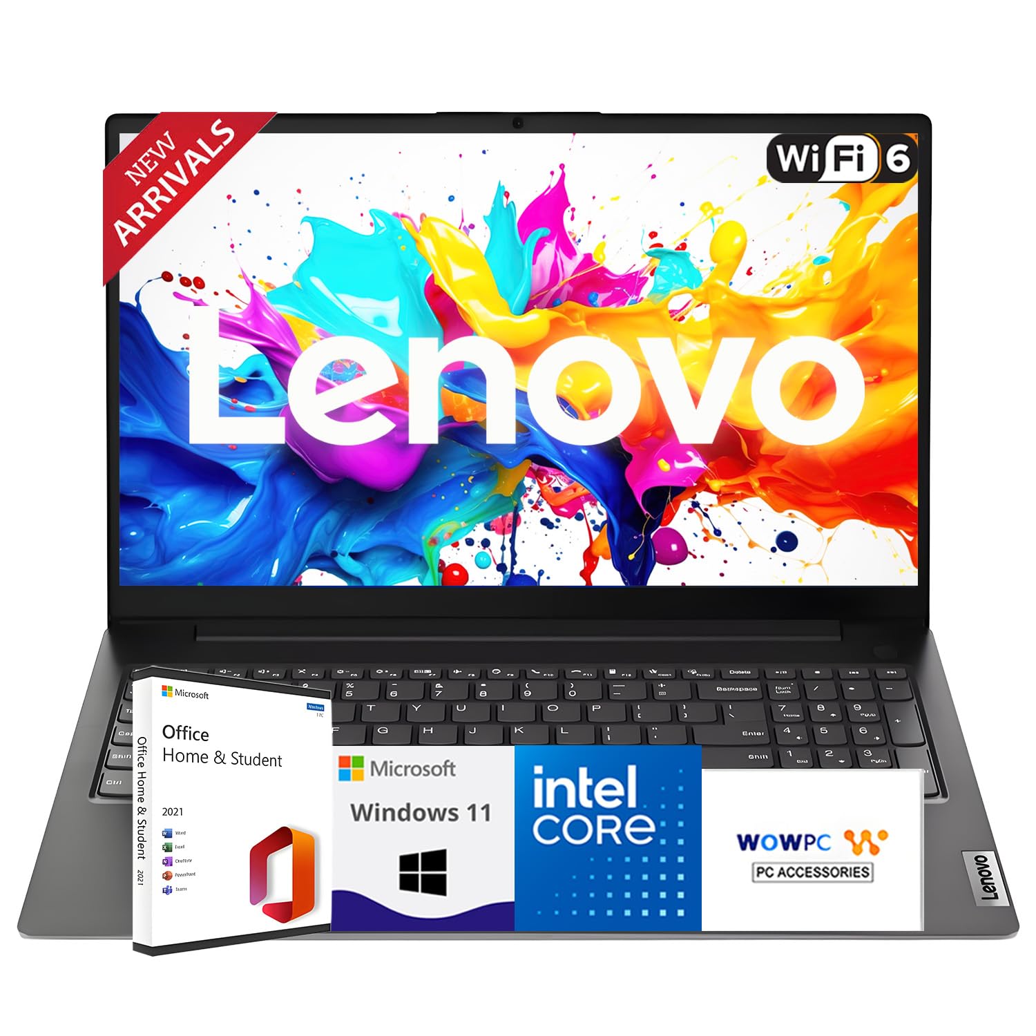 Newly Released V15 Business Laptop(2025/2026 Edition) with Microsoft Office, Intel Powerful CPU, 8GB RAM, 256GB SSD, 15.6" FHD Display, Ultra Quiet Design, Long Battery Life, Windows 11, WOWPC
