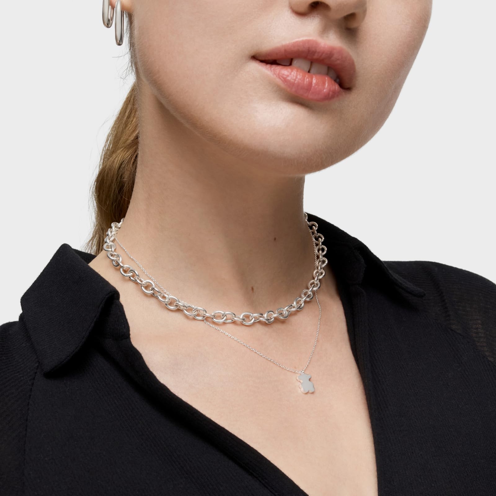 TOUS Collar Corto para Mujer con Motivo de Oso de Plata de Primera Ley, 45cm de Largo, Casual y Versátil, Colección Sweet Dolls