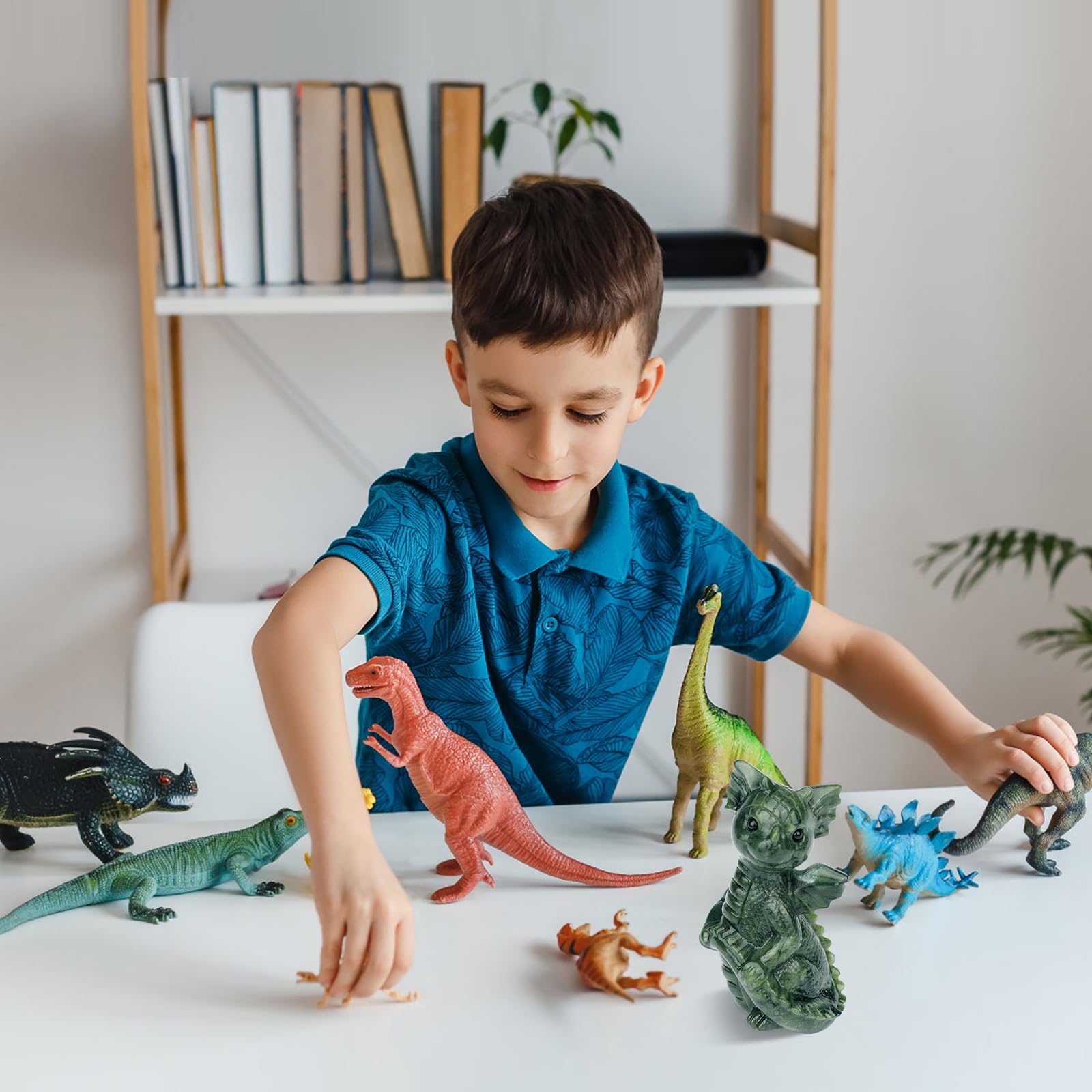 gemshan Drachenstatue – Jadedrache niedliche Statue, Figuren, kleine Kunsttier, Taschen-Tierfigur für Zuhause, Büro, Dekoration
